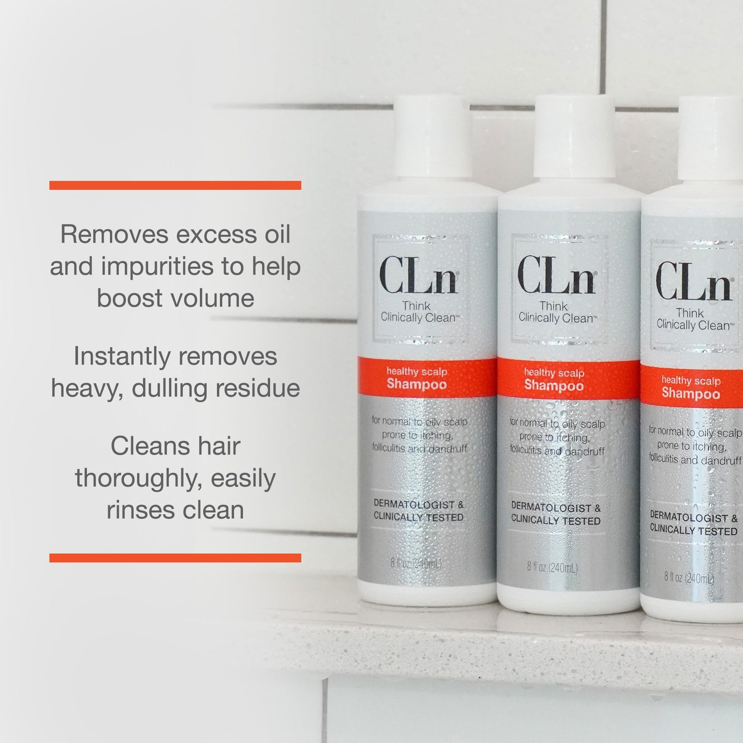 CLn® Shampoo - Clarifying Formula with Salicylic Acid, for Normal to Oily Scalp Prone to Folliculitis, Dandruff, Itchy & Flaky Scalp, Fragrance-Free & Paraben-Free, 8 fl. oz.