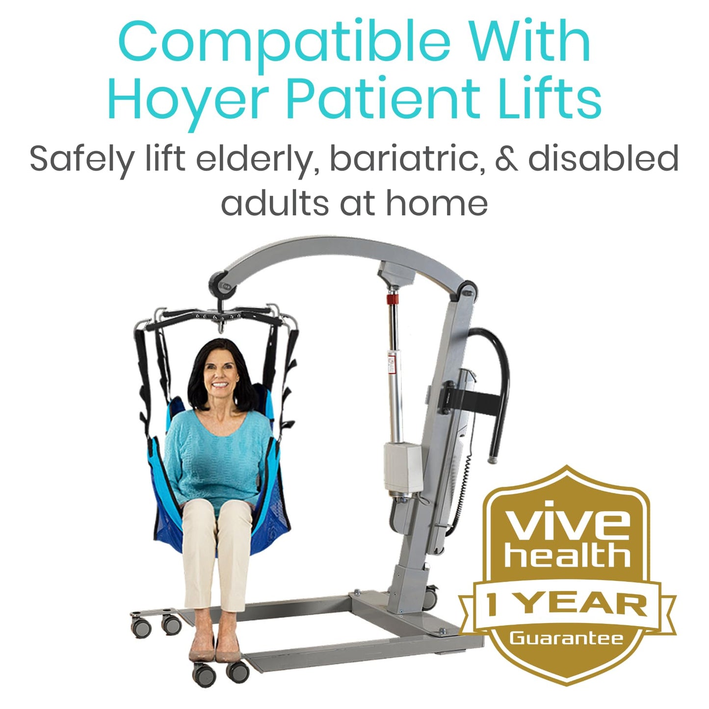 Vive Patient Lift Sling - Full Body Mesh Sling for Showering & Home Use - Transfer Sling for Elderly & Disabled - Patient Transfer Blanket & Lift Pad Assist Device for Bed Positioning & Lifting