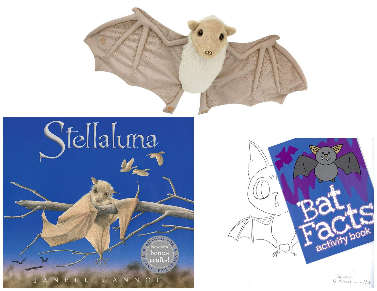 Stellaluna Special Edition Hardcover by Janell Cannon , Stellaluna Plush Doll , Activity Booklet, Downloadable Crafts with Activity Kit and Create a Bat Artwork Gift Set