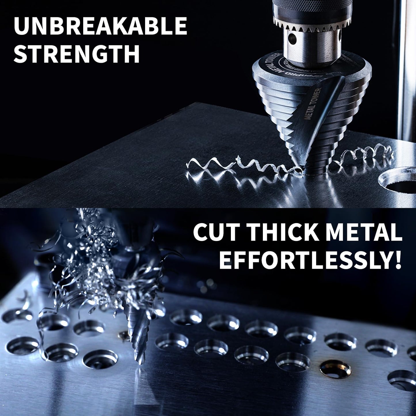 GRENPRO Step Drill Bit for Metal Set, 1/4" - 2-1/2"Large Step Bit, M35 HSS Impact Tough Step Bits for Metal, 1/2" Shank Unibit Step Drill Bits, Stainless Steel, Aluminum, Wood