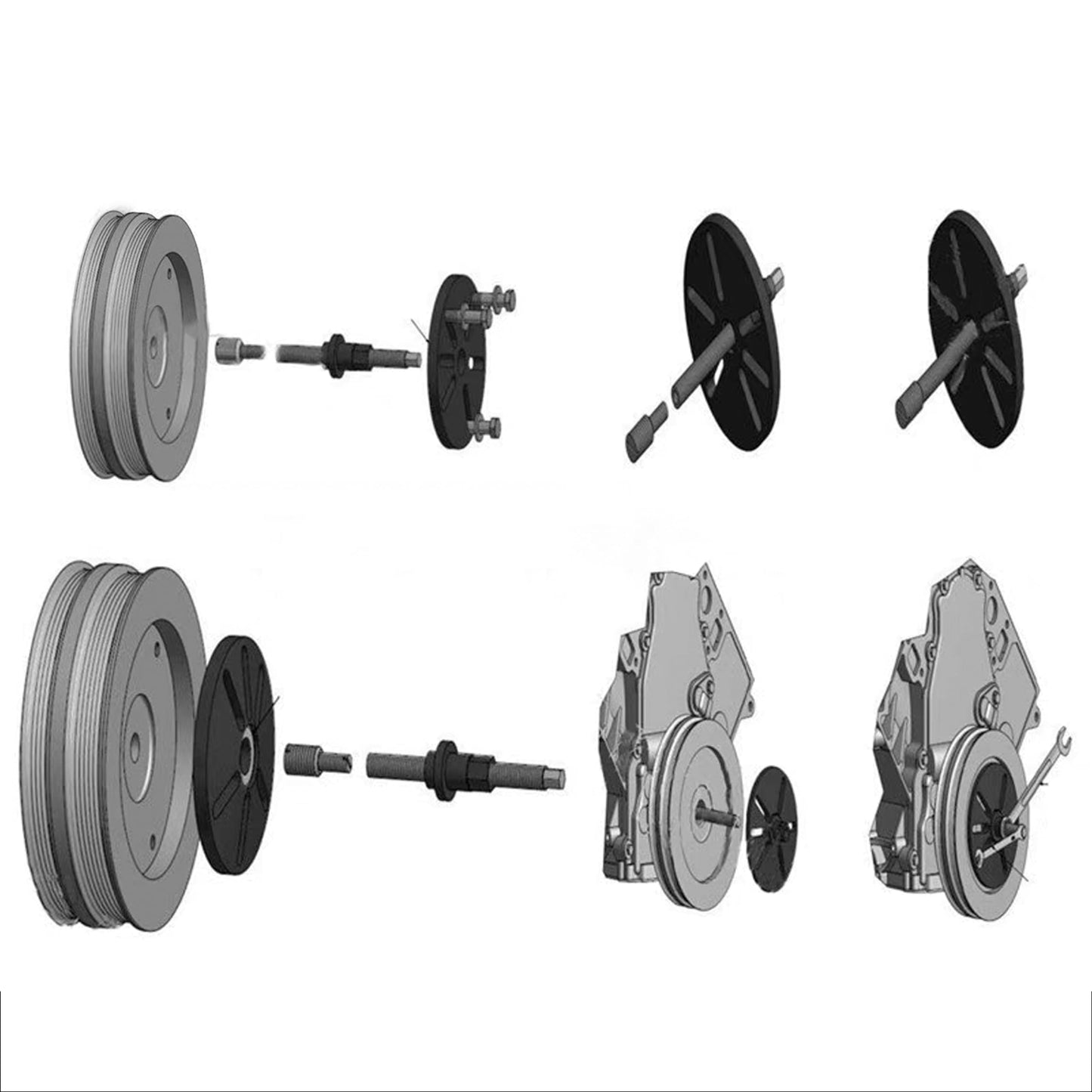 Harmonic Balancer Puller Removal & Install Tool Kit Flywheel Remover Crankshaft Pulley Removal Steering Wheel Pulling Set