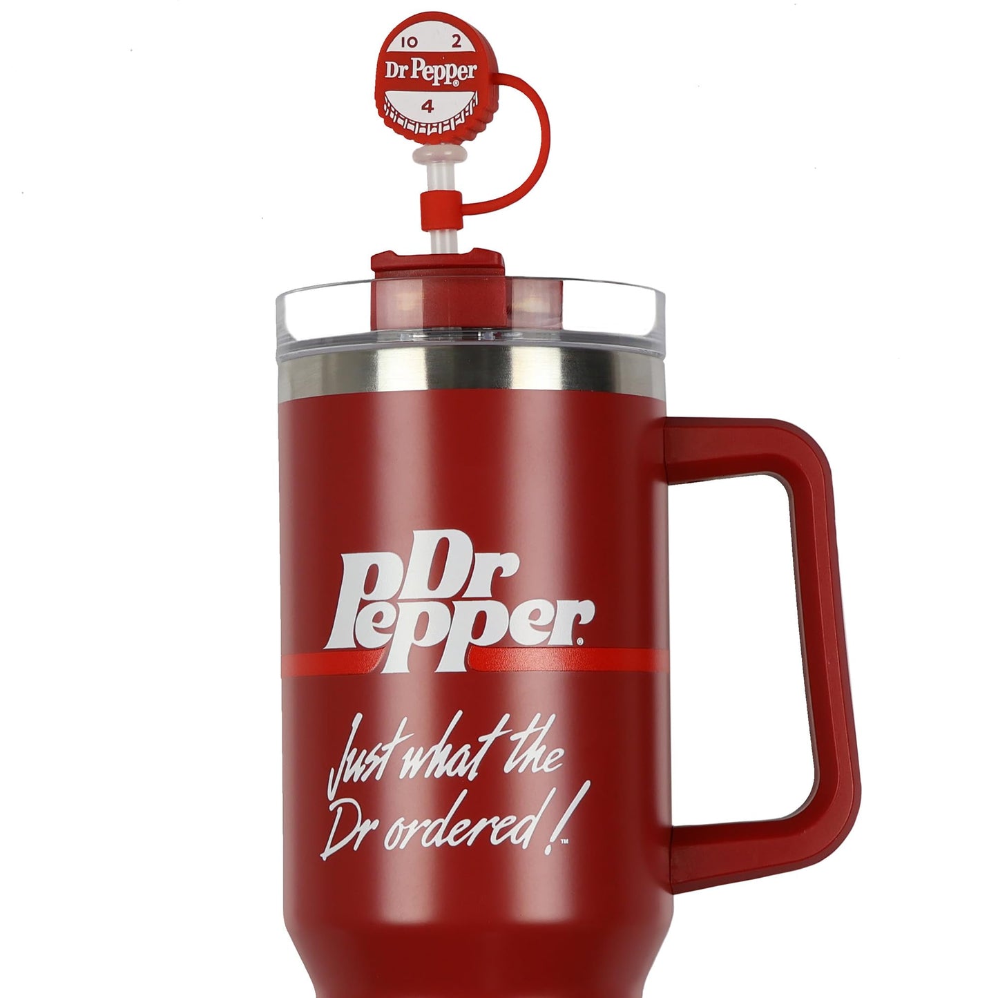 Culture Fly Dr Pepper 30-oz Stainless Steel Tumbler Cup Set with Handle Straw Cover Topper Retro Logo Keychain Insulated Travel Mug