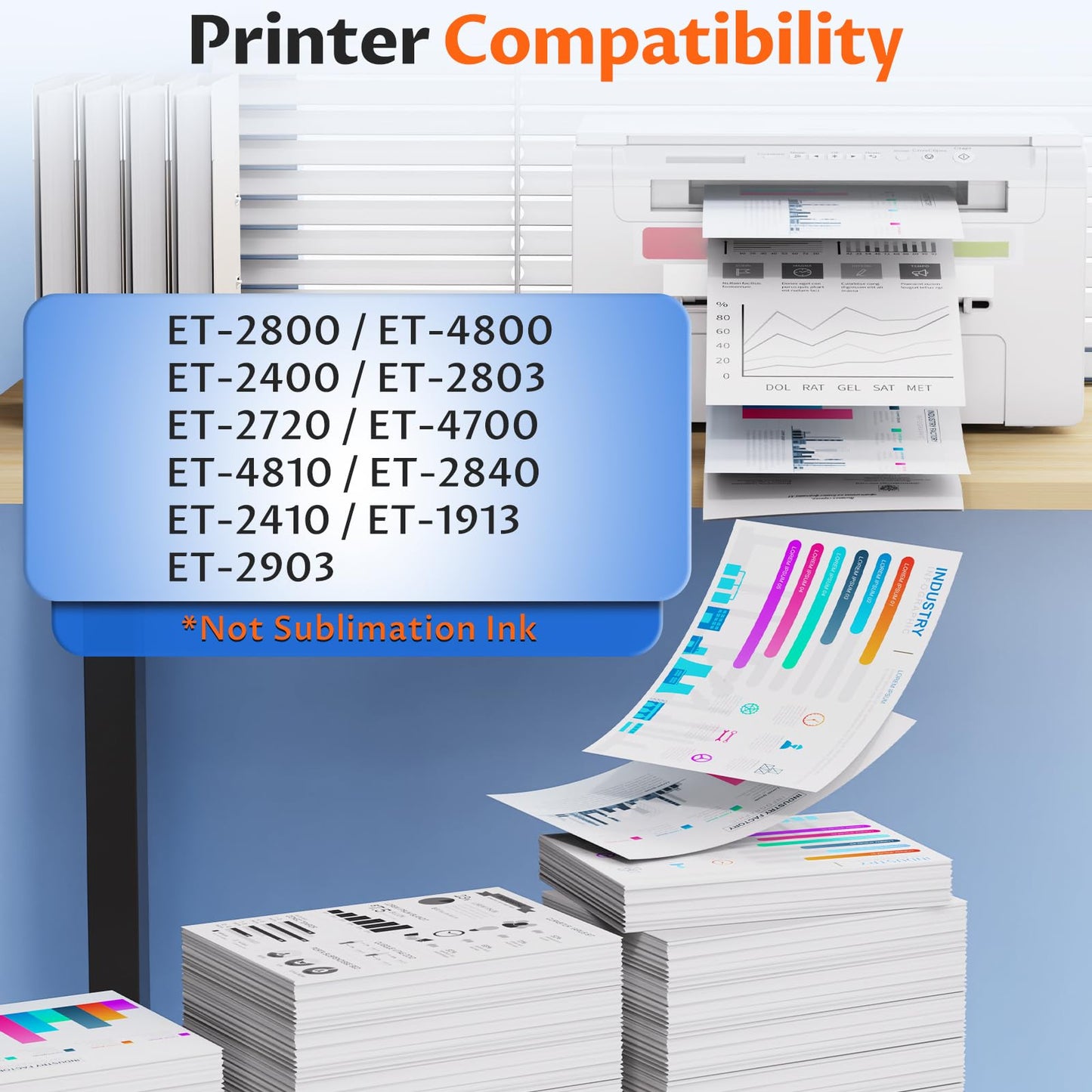 Compatible for EPT522 Ink Refill Bottles Replacement for ET-2800 ET-2400 ET-4800 ET-2803 EPT522 Ink Refill for Eco tank ET2800 ET2400 ET4800 ET2803 ET-2720 ET-4700 ET-4810 ET-2840 Printer, 5 Pack