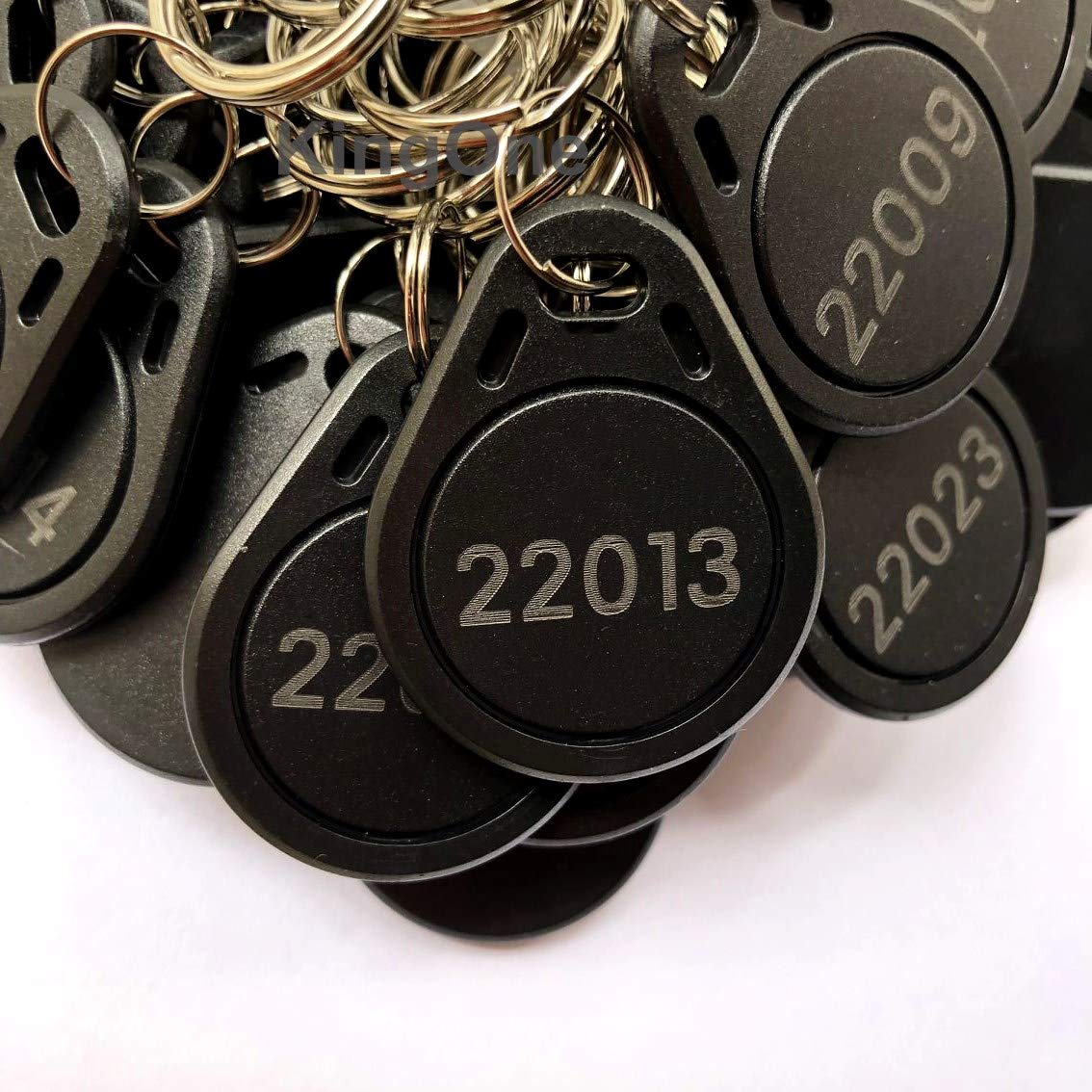 KINGONE 100pcs 26 bit Keyfobs Proximity Fob Works with Prox Key ISOProx 1346 1386 1326 H10301 Format Readers. Works with The vast Majority of Access Control Systems (Black)