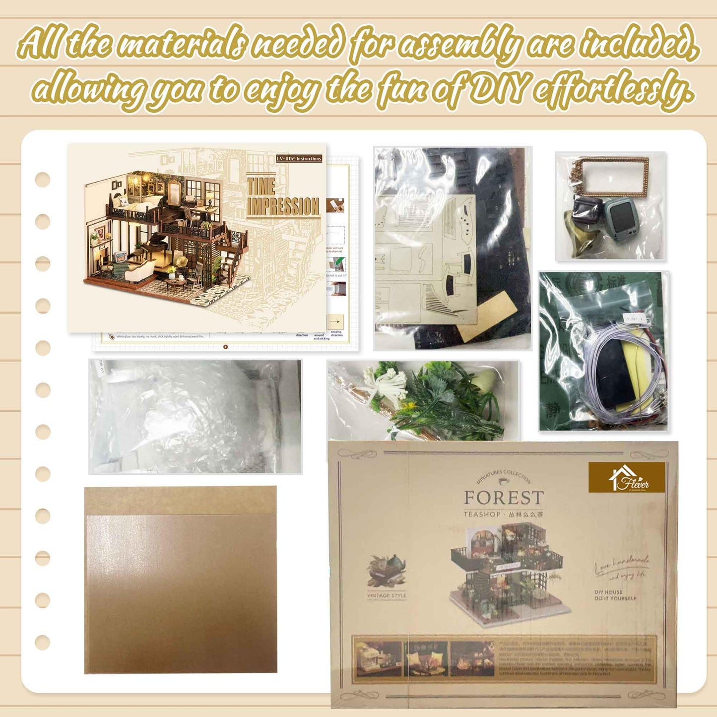 Flever Dollhouse Miniature DIY House Kit Creative Room with Furniture for Romantic Artwork Gift (Time Impression)