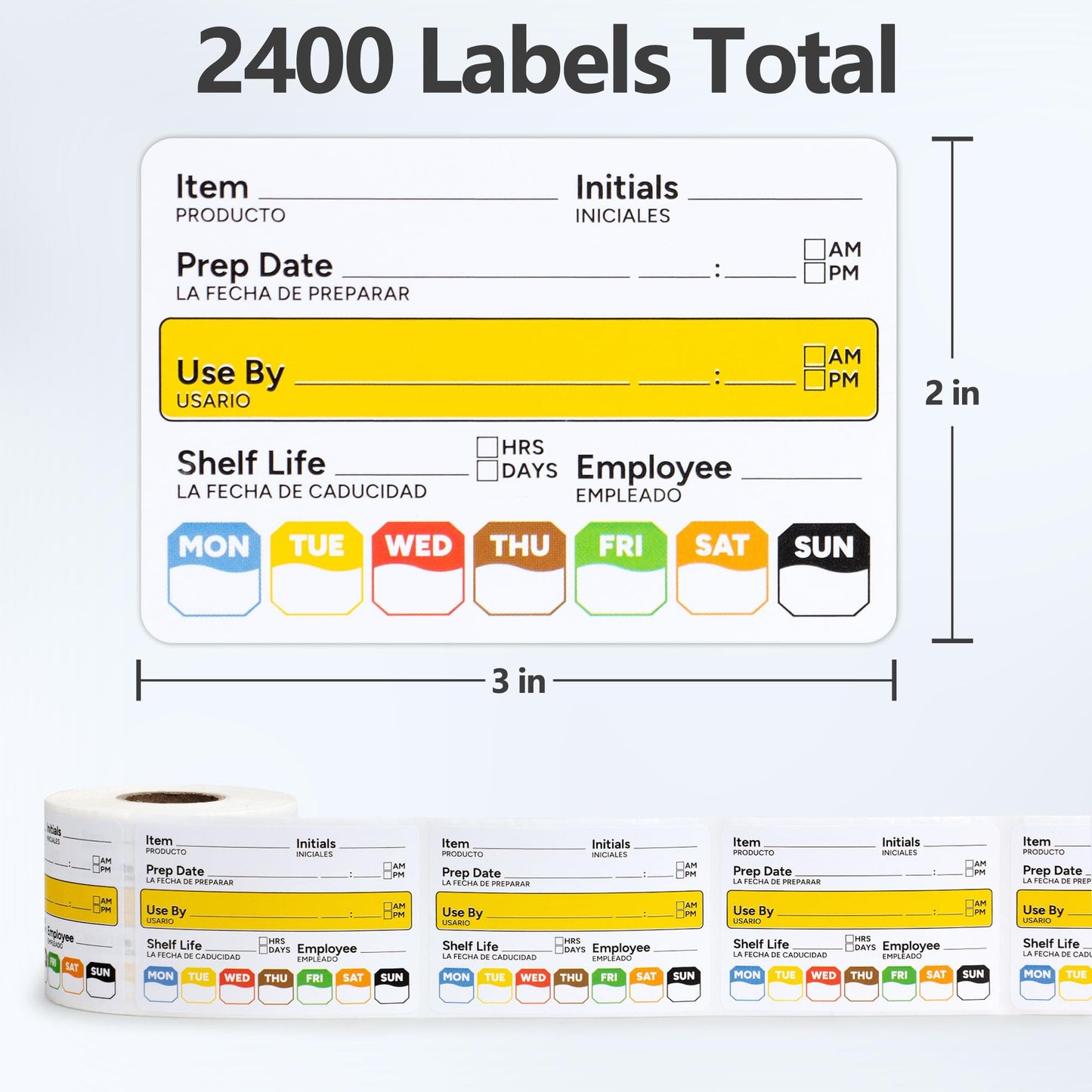 Restaurant Quality Shelf Life Food Rotation Labels Vinyl, 2” x 3” Self-Adhesive Removable Freezer Food Labels, Perfect for Reusable Containers, Easy to Remove, Food Safety Date Sticker (8 PCS)