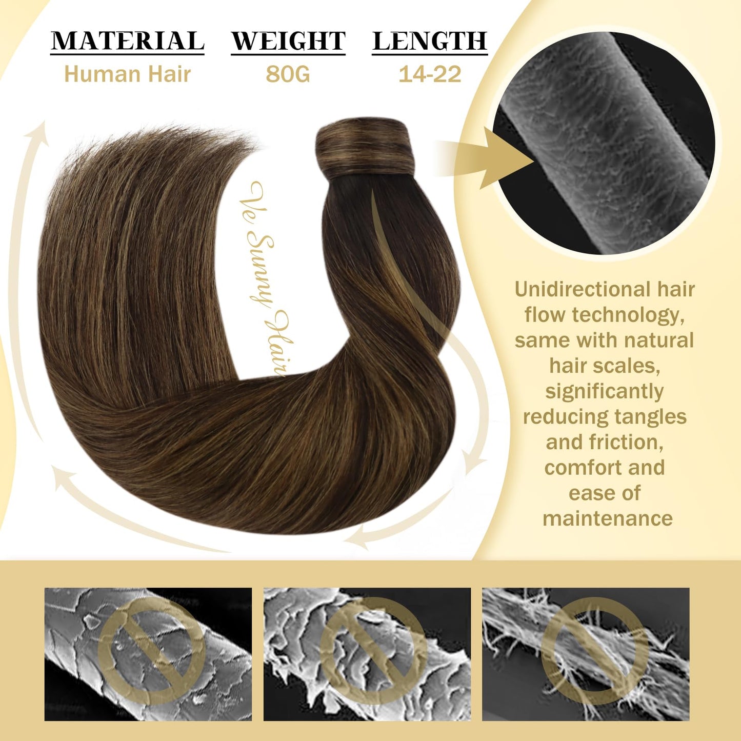Ve Sunny Ponytail Extension Human Hair Dark Brown Clip in Ponytail Human Hair Brown Human Hair Ponytail Darkest Brown Balayage Medium Brown Human Ponytail Extension for School 80g 16inch