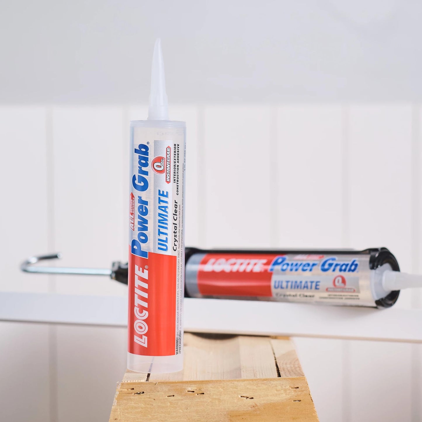 Loctite Power Grab Ultimate Crystal Clear Construction Adhesive - Versatile Construction Glue for Glass, Wood, Metal & More - 9 fl oz Cartridge, 6 Pack