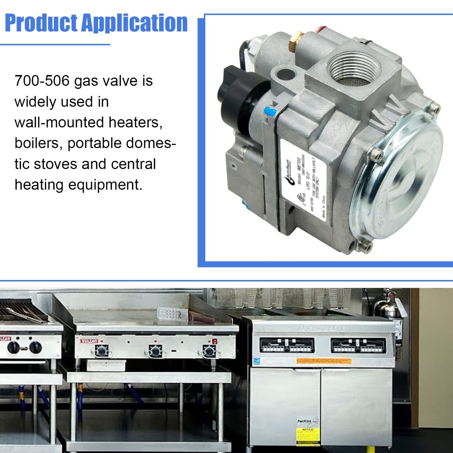 700-506 Gas Valve, Fast Opening, 200000 BTU/H, Combination Gas Valve, Inlet Filtered Screen, Pilot Outlet 1/4” Tubing, Standard NEMA Terminals, Widely Used in Natural Gas