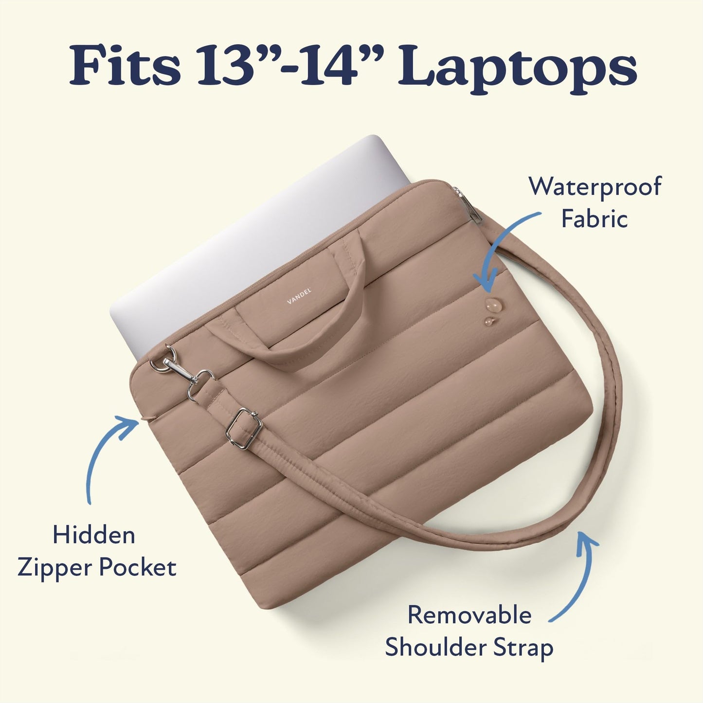 Vandel 13-14 inch Laptop Carrying Case Sleeve with Strap, Shoulder Bag with Handle, 14 in Laptop Computer Bag for Women, MacBook Air 13 Inch Carrying Case, MacBook Pro 14 in HP Messenger Carrier