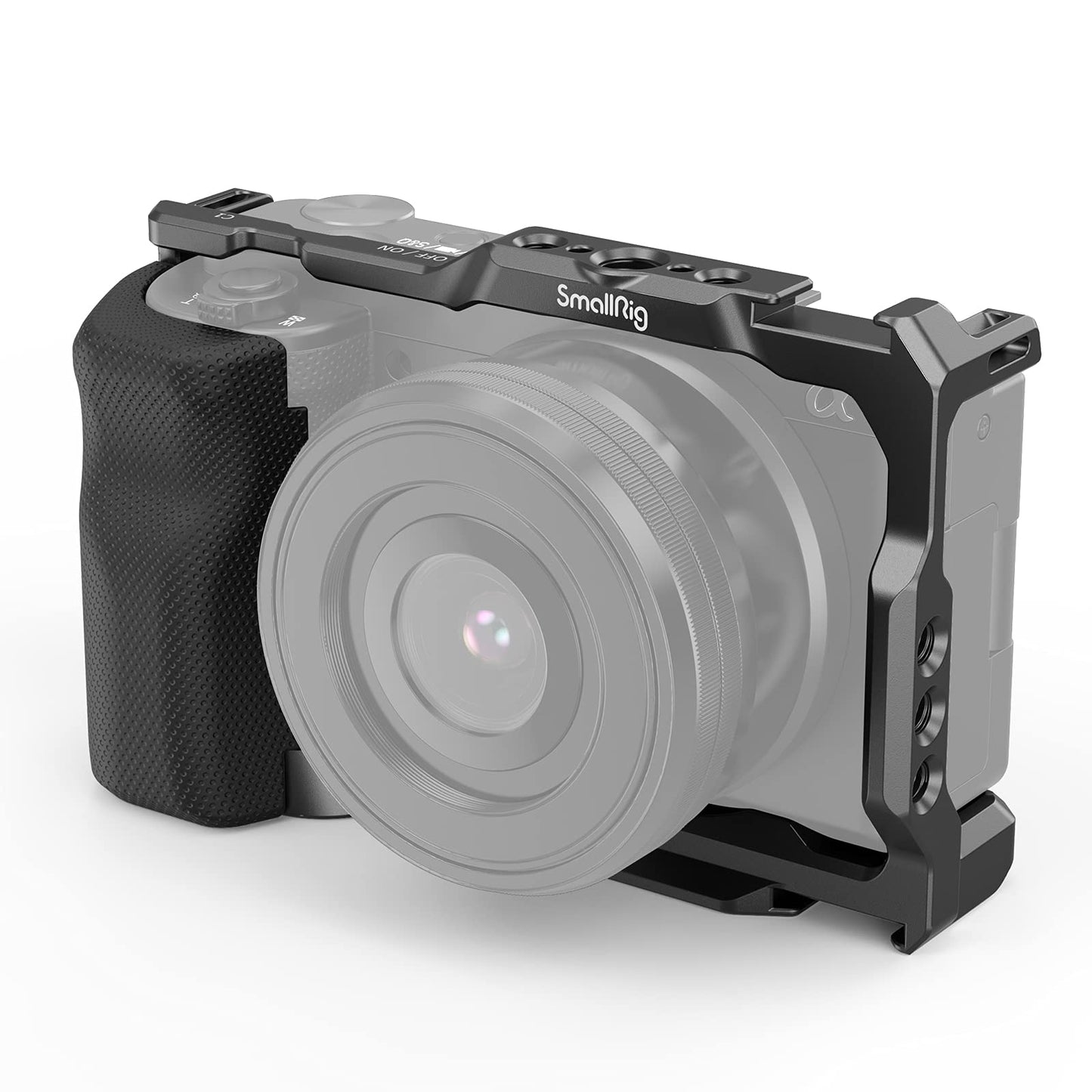 SMALLRIG ZV-E10 Cage with Silicone Handle and Built-in Threaded Holes, Cold Shoe and Quick Release Plate for Sony ZV-E10