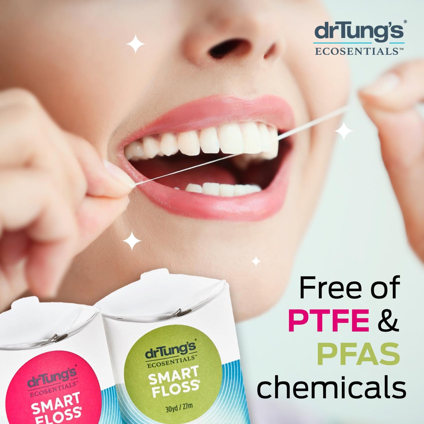 DrTung's Smart Floss - Natural Floss, PTFE & PFAS Free Floss, Gentle on Gums, Expands & Stretches, BPA Free Floss - Natural Dental Floss Cardamom Flavor (Pack of 7)