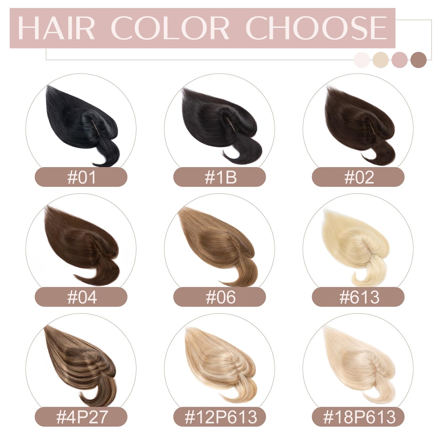 SEGO Pro Human Hair Topper with Bangs Hair Toppers for Women Real Human Hair Toppers Hair Pieces for Women Human Hair Toppers for Thin Hair 6 Inch #4P27 Chocolate Brown Mixed Light Brown