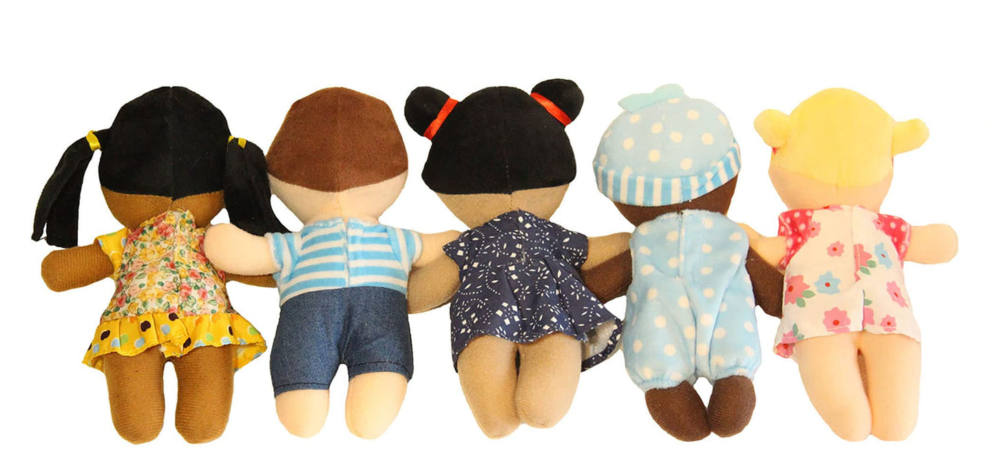 Making Believe Diversity Buddies Plush Diversity Dolls - Multicultural Dolls for Kids | Multicultural Baby Dolls, Different Races Dolls, Multi-Ethnic Multiracial Dolls | Daycare Toys - 8" - Set of 5