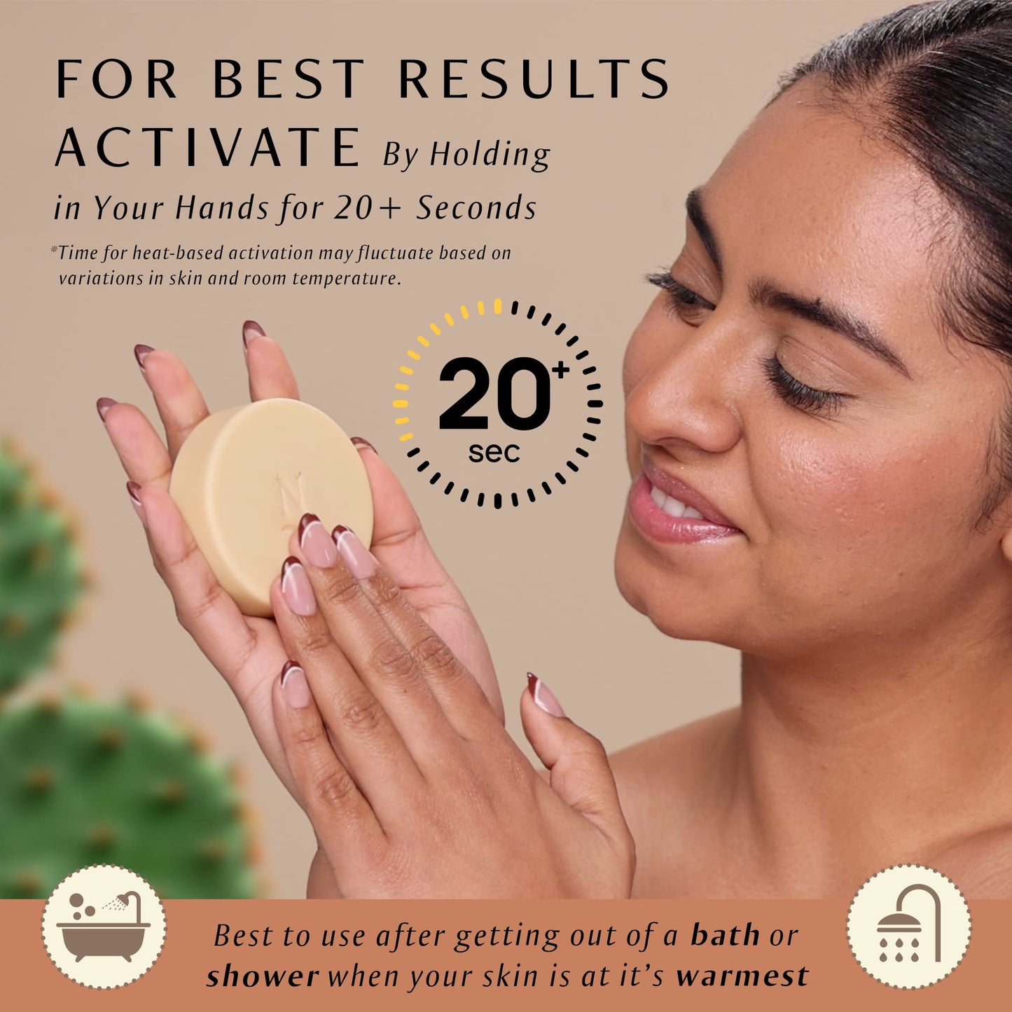 Nopalera Botanical Lotion Bar - Plant-Based Cactus Moisturizer with Prickly Pear Oil & Tangerine Oil, Deeply Moisturizing, Vegan, Natural Citrus Fragrance, 2.2 oz.
