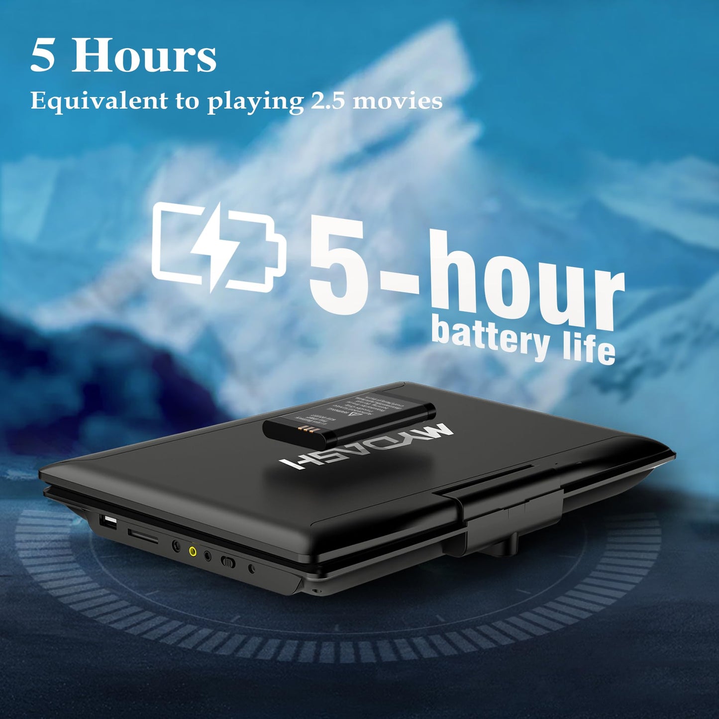 14.9" Portable DVD Player with 12.5" Large HD Swivel Screen, 6 Hours Rechargeable Battery, Exclusive Button Design, Car Headrest Mount Provided, High Volume Speaker, Support CD/DVD/SD Card/USB