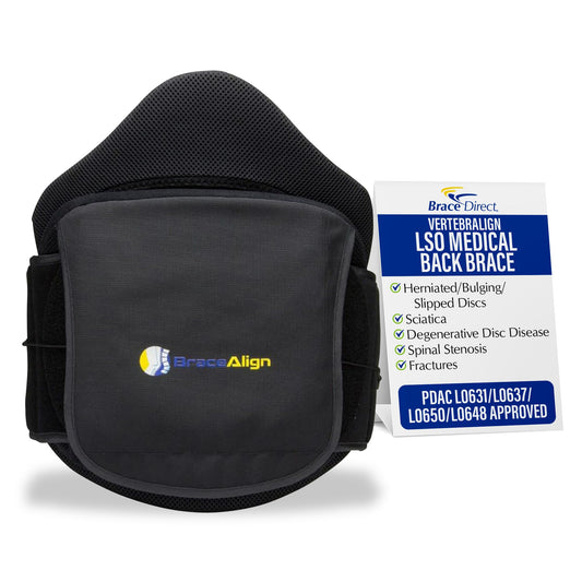 Brace Align VertebrAlign LSO Lumbar Back Brace, Medical Grade Lower Back Pain Relief for Herniated Discs, Sciatica, Post-Op, PDAC L0631 L0637 L0648 L0650, Black, Size Fits Most (23–50 in Waist)