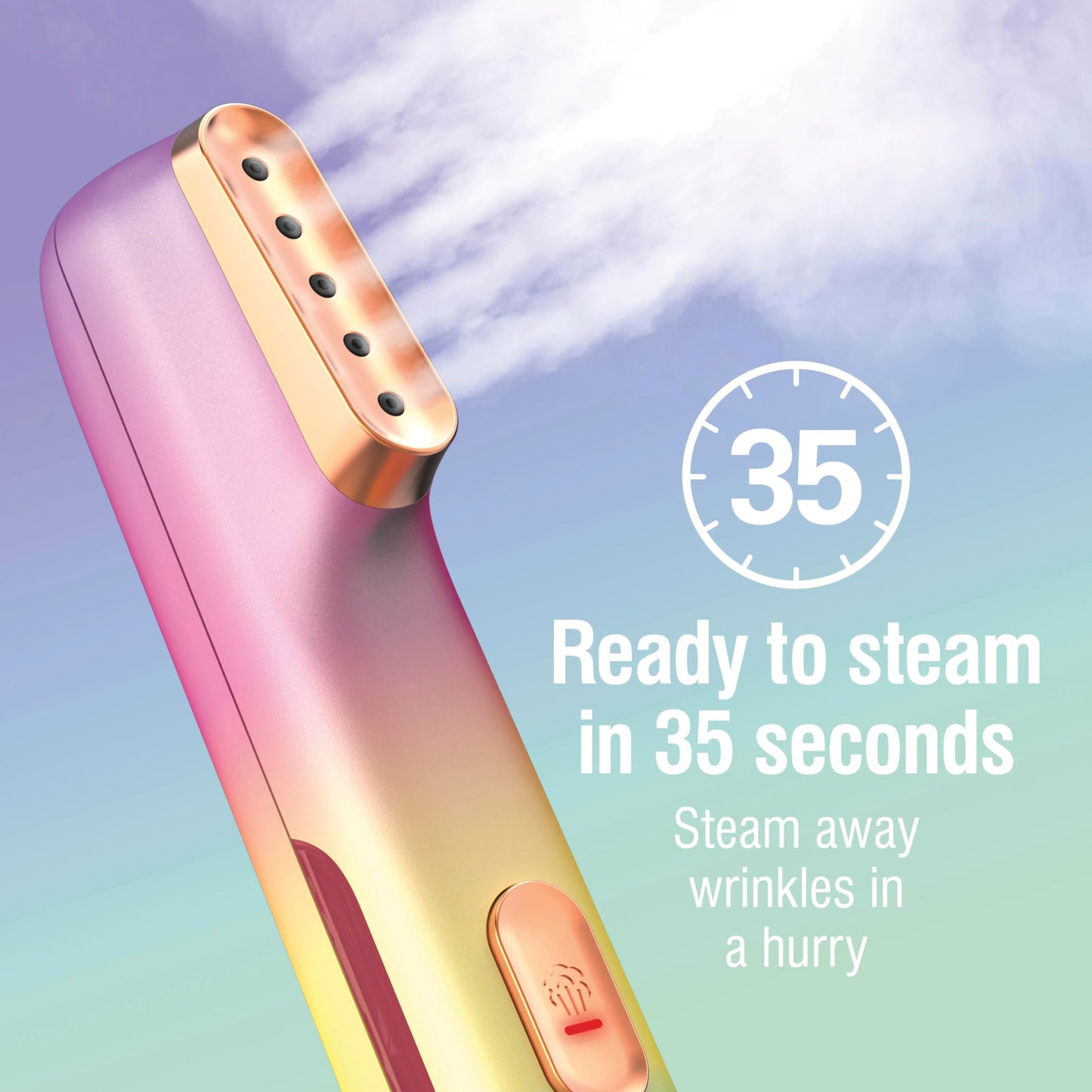 CHI VIBES Handheld Garment Steamer for Clothes, Fabric and Drapes, 5 Minutes of Continuous Steam, Portable Wrinkle-Remover for Home and Travel, Vacation Essentials, 80ml Water Tank, Pink (11615)