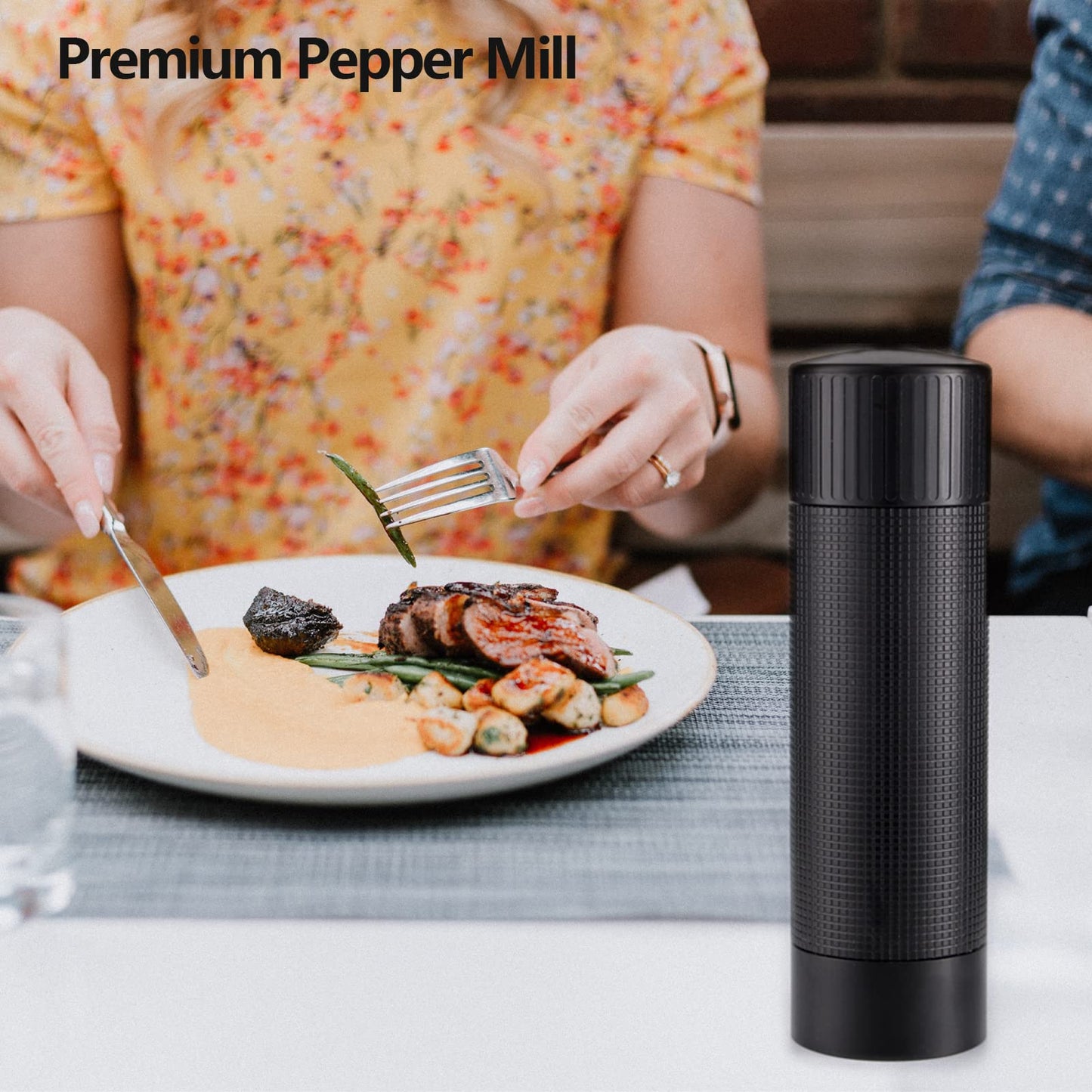 Luvan Pepper Grinder Mill, Heavy Duty Aluminum Manual Pepper Mill, Professional Grade Pepper Grinder with Stainless Steel Blade and Adjustable Coarseness, Black Pepper Grinder Refillable Gift Set