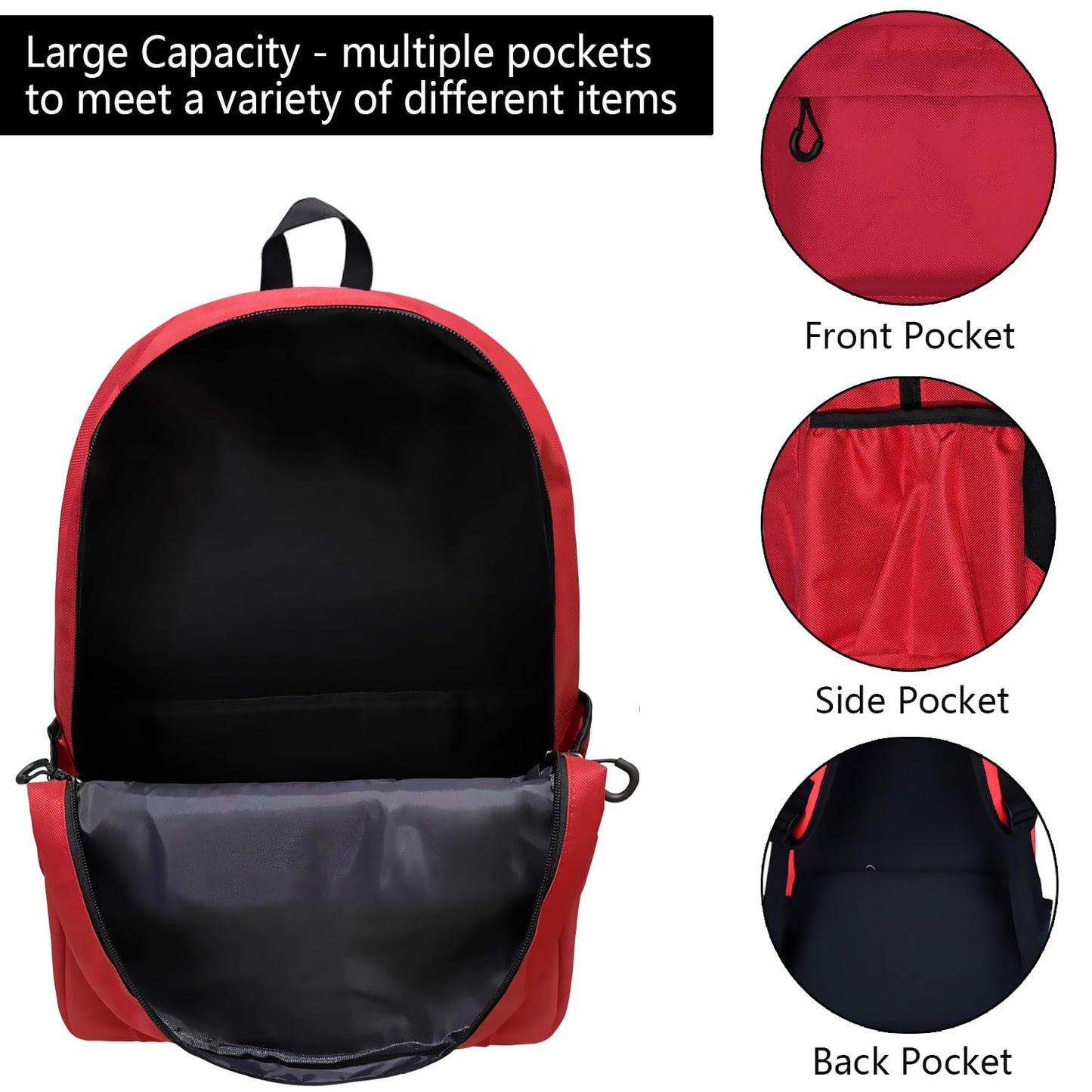 JR rutien Backpack Laptop Outdoor Sport Travel Hiking Waterproof Backpack 17 Inch (Red)
