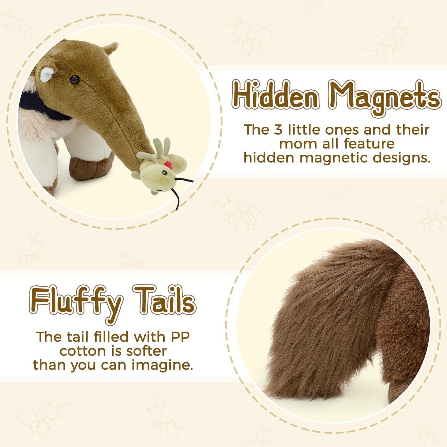 Muiteiur Anteater Plush with 3 Ant Plush