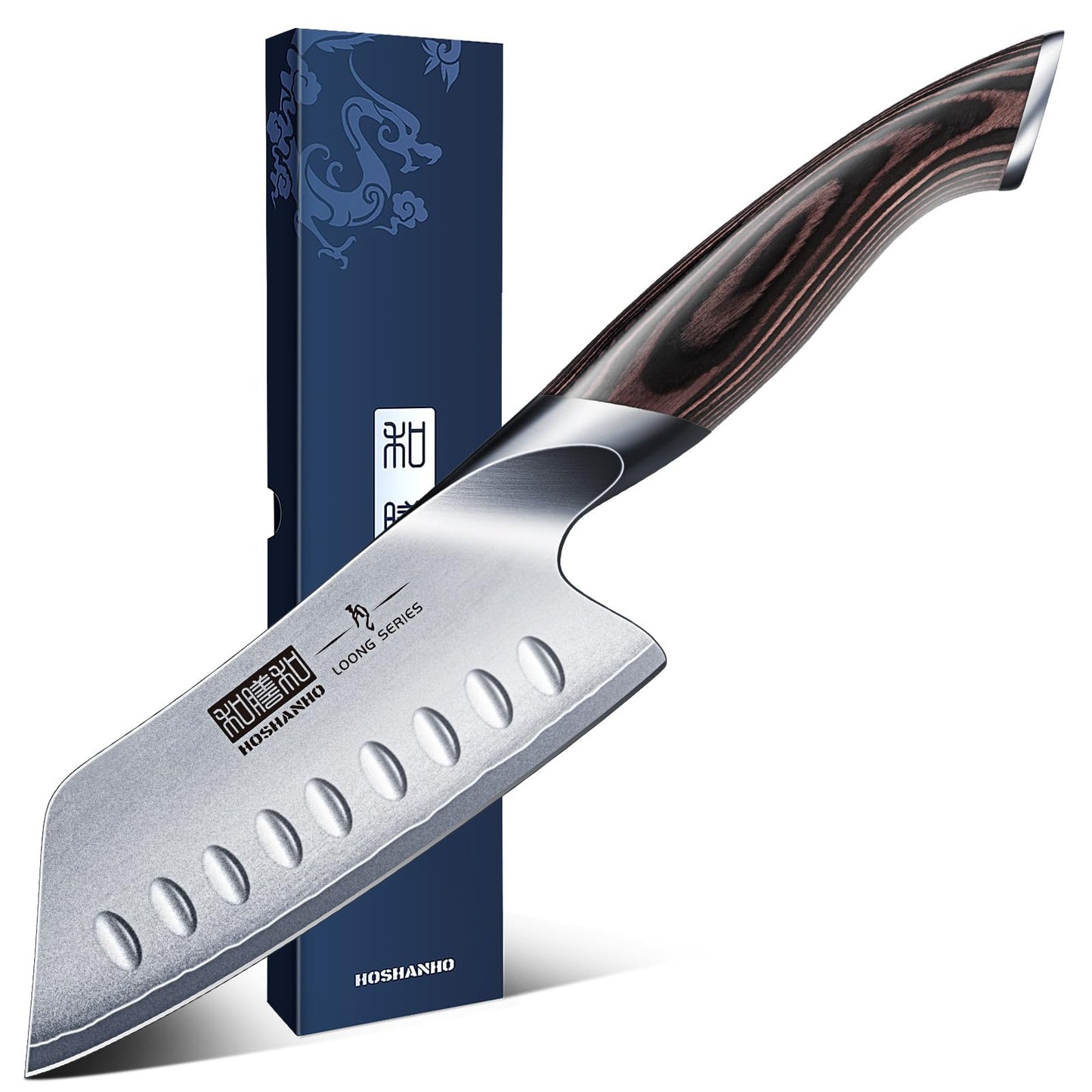 HOSHANHO 5 Inch Japanese Chef Knife, Ultra Sharp High Carbon Stainless Steel Kitchen Knife, Professional Santoku Knives with Ergonomic Pakkawood Handle