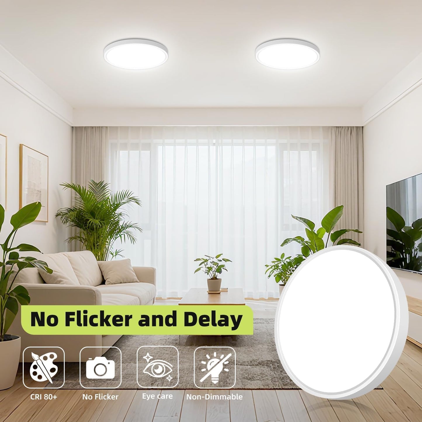 hepside LED Flush Mount Ceiling Light, 7Inch 15W LED Ceiling Lights,5 Color Temperatures in One,Ultra-Thin Flush Mount Light Fixture for Hallway,Kitchen,Bathroom,Bedroom,Dining Room,Office （8 Pack）