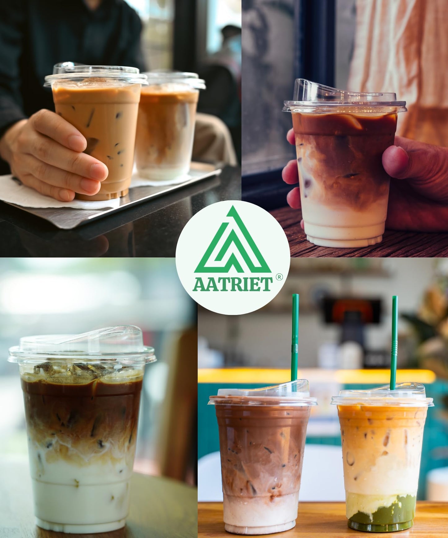 100 Pack 32 oz Clear Plastic Cups with Strawless-Sip-Lids, Disposable Cups Plastic Iced Coffee Cups, To Go Cups with Sip Through Lids for Smoothie, Milkshake, Cold Drinks for Party, Wedding, Event