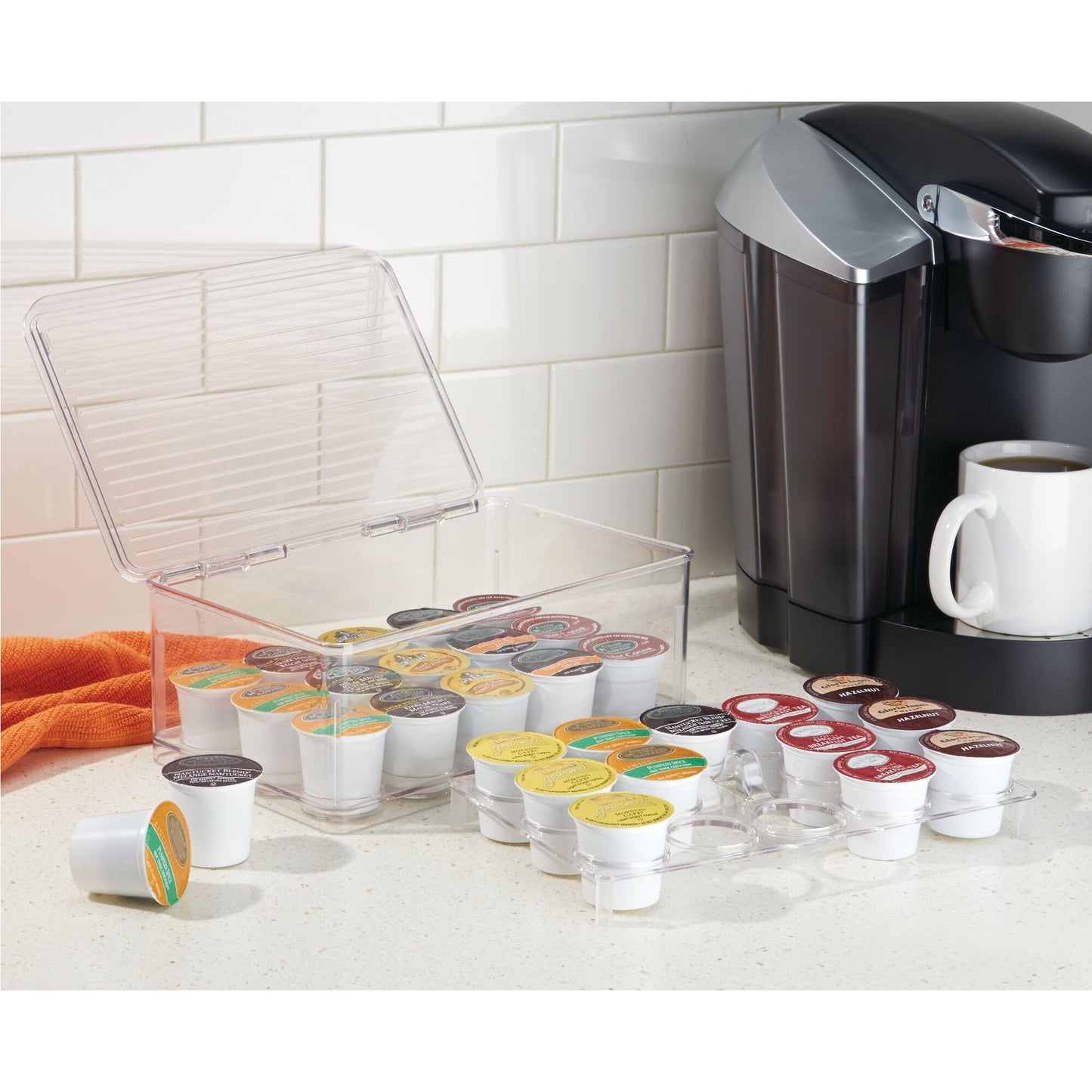 iDesign Stackable Coffee Pod Holder for K-Cup Pods - 29 K-Cup Capacity - Set of 2 - Clear