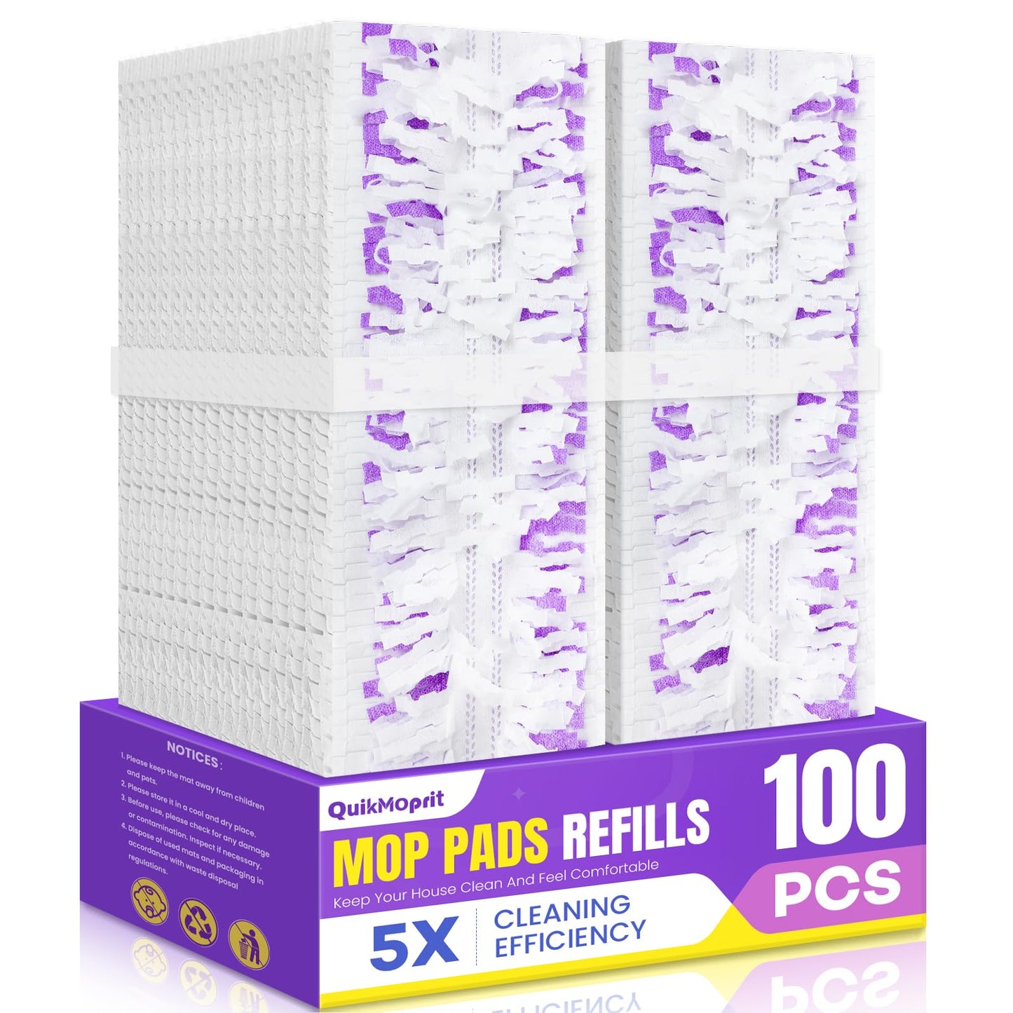 QuikMoprit 100 Pcs Power Mop Pads for Swiffer PowerMop 500+ Strips Multi-Surface Refill Pad Disposable Spray Mopping Pads Head Refills for Floor Cleaning (Quick-Absorb, No Residue & Disposable)