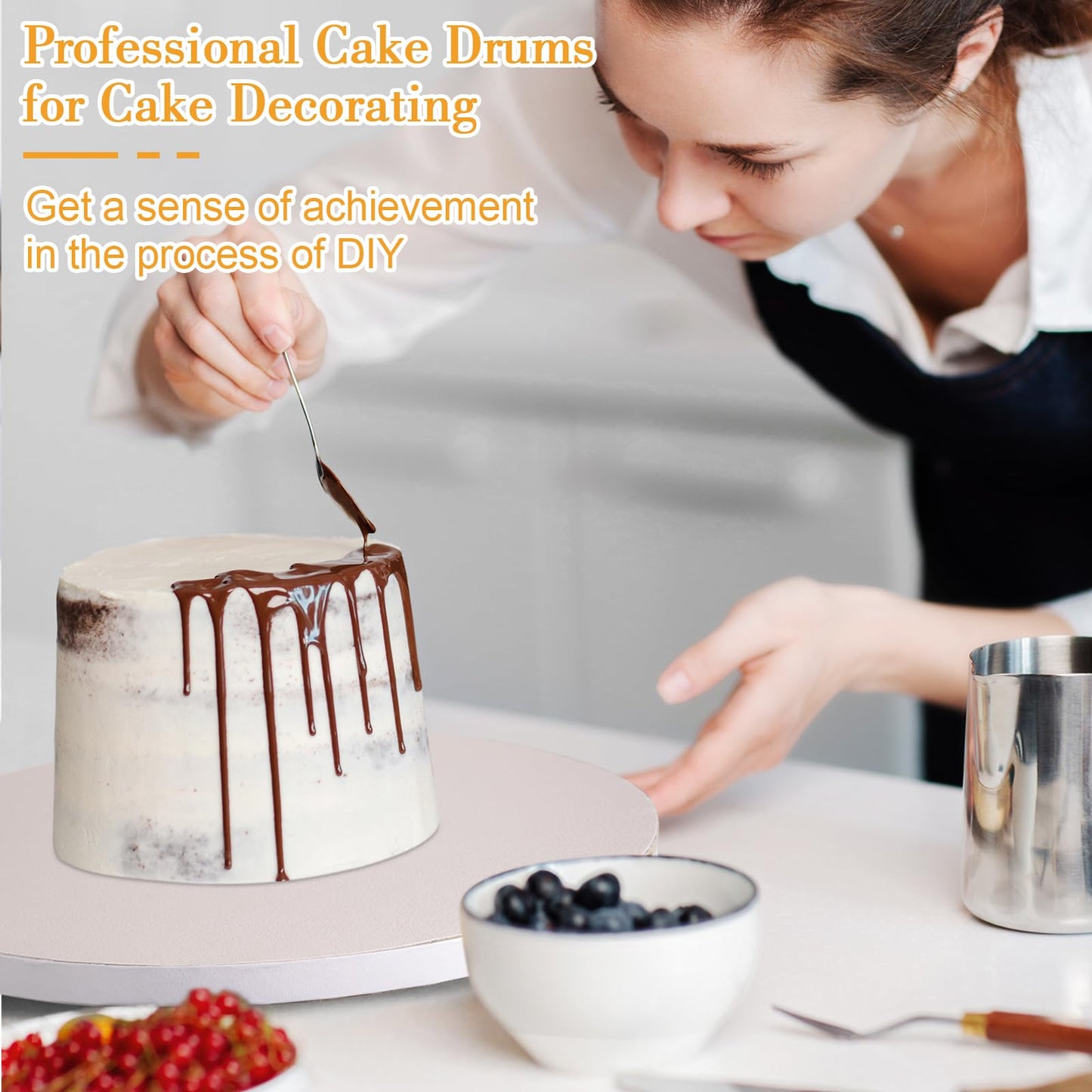 12 PCS Cake Drums 10 Inch, Cake Boards 10 Inch, 10 Inch Cake Drum, Cake Boards 10 Inch Round, Cake Drum 10 Inch Round, 1/2" Thick Cardboard, Sturdy Cake Base, Food Grade Cake Rounds, Base para Pastel