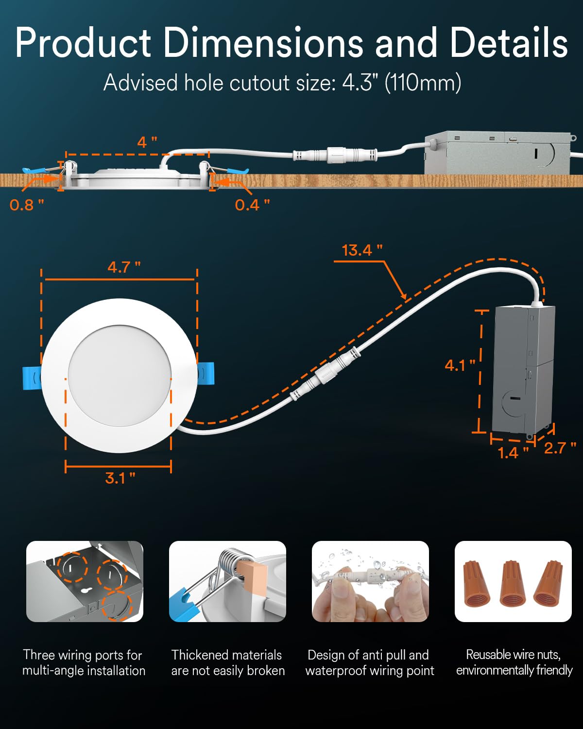 Smart Recessed Lighting 4 inch, 4 Pack Ultra Thin Canless Ceiling Light, RGBCW Color Changing Dimmable Retrofit LED Downlight