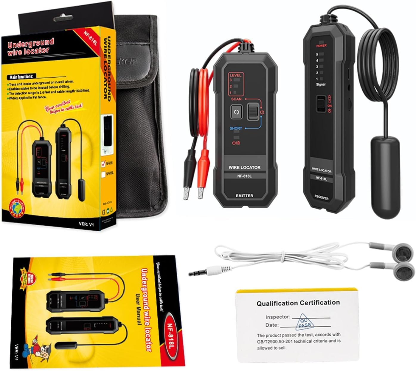 SZJMS Underground Wire Locator, Underground Cable Locator for Pet Fence Buried Sprinkler Valve, Cable Tester for Locating Irrigation Tone Generator Kit, Electrical Underground Wire Tracer