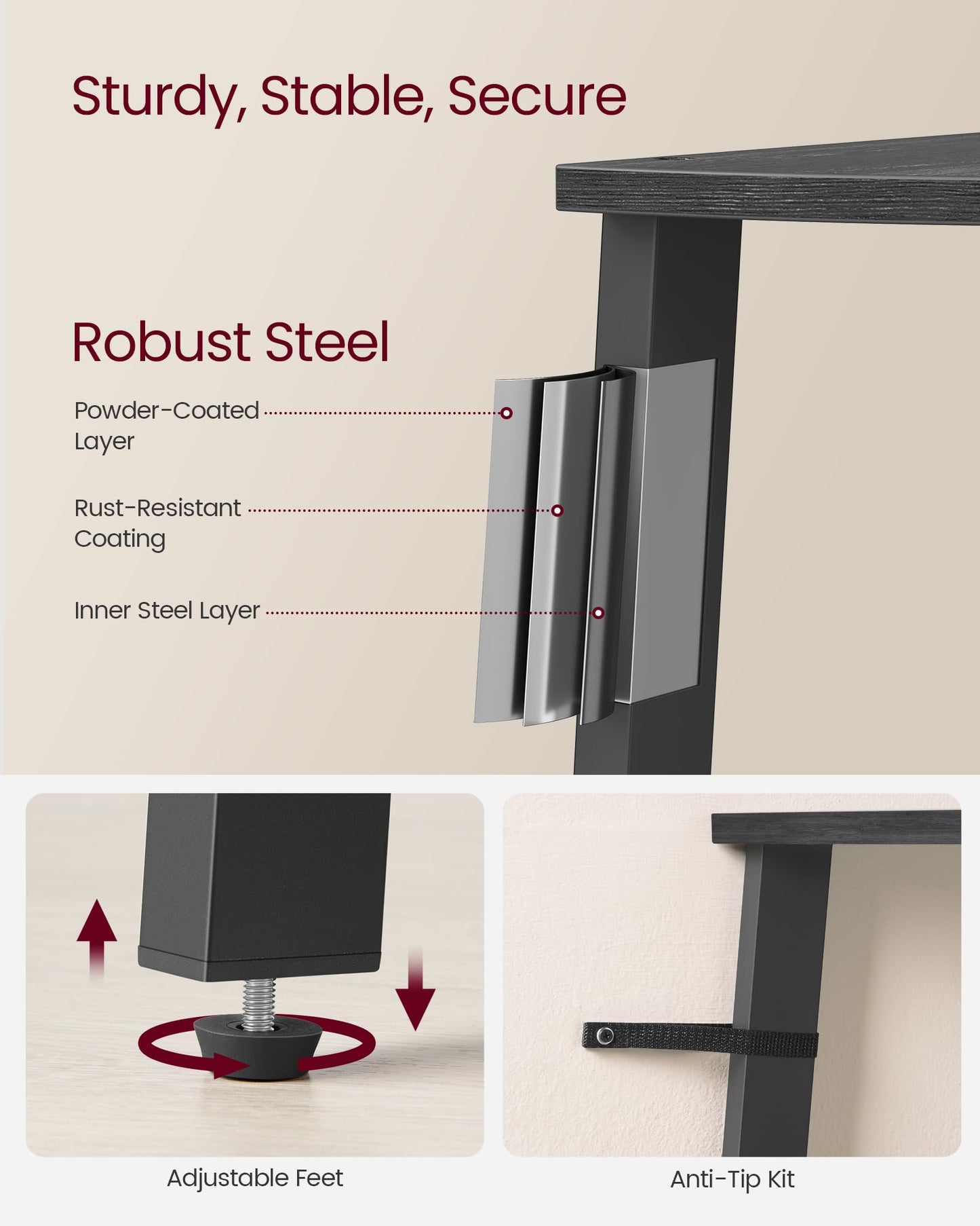 VASAGLE Corner Shelf Stand, 4-Tier Corner Bookshelf, Industrial Ladder Shelf, Plant Stand for Living Room, Office, Kitchen, Charcoal Gray and Matte Black ULLS034B22