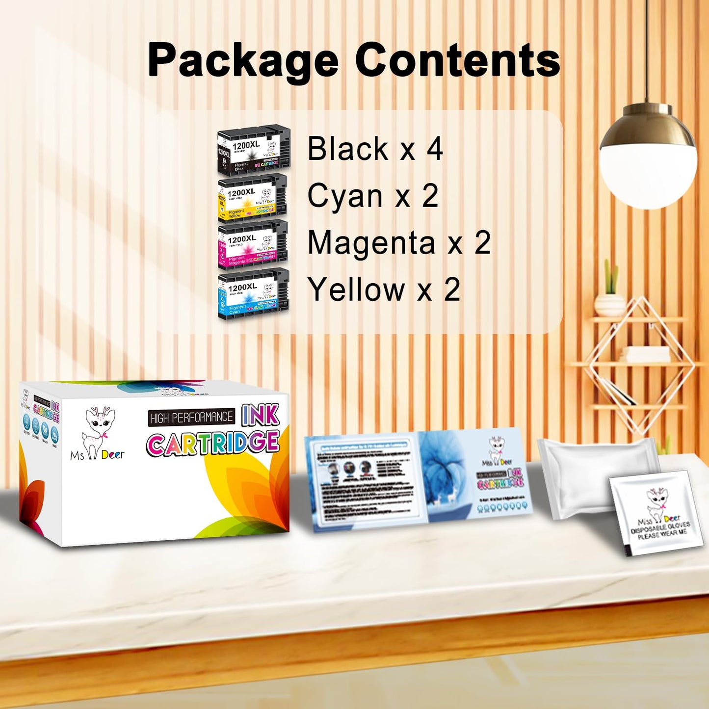 Miss Deer Maxify 1200 Ink Cartridges, Compatible for Canon 1200XL PGI 1200 XL, High Yield Work with Maxify MB2720 MB2120 MB2020 MB2050 MB2320 MB2350 MB 2720 2120 Printer 10 Pack (4BK, 2C, 2M, 2Y)