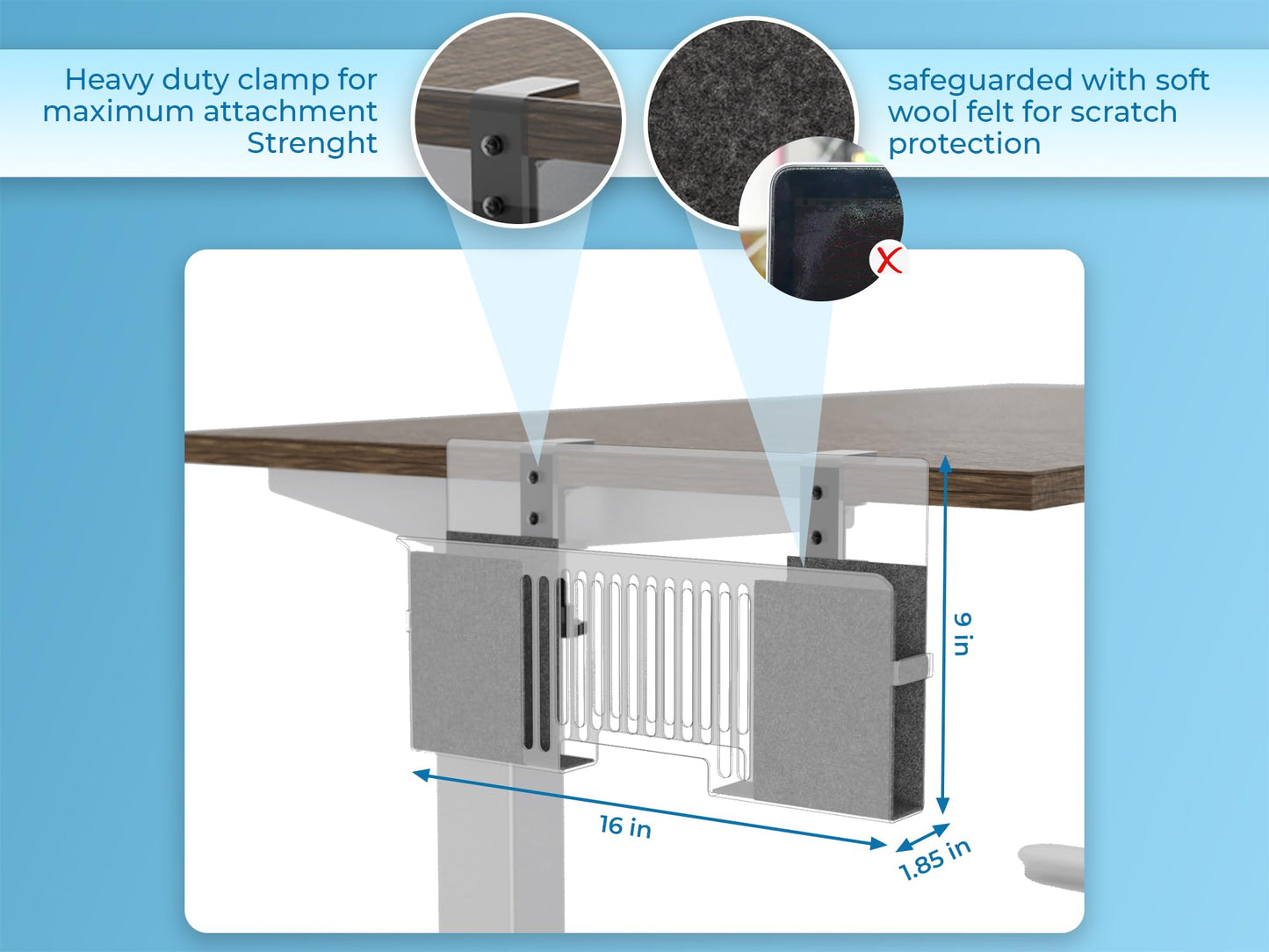 HAVYO Vertical Side-Mount Laptop Holder Bracket for Desk Storage -fits: Dell/Acer/ASUS/XPS/MacBook/Surface/Lenovo/HP/Gaming Laptops (up to 16 inches) (Perforated Steel, Alloy Steel)