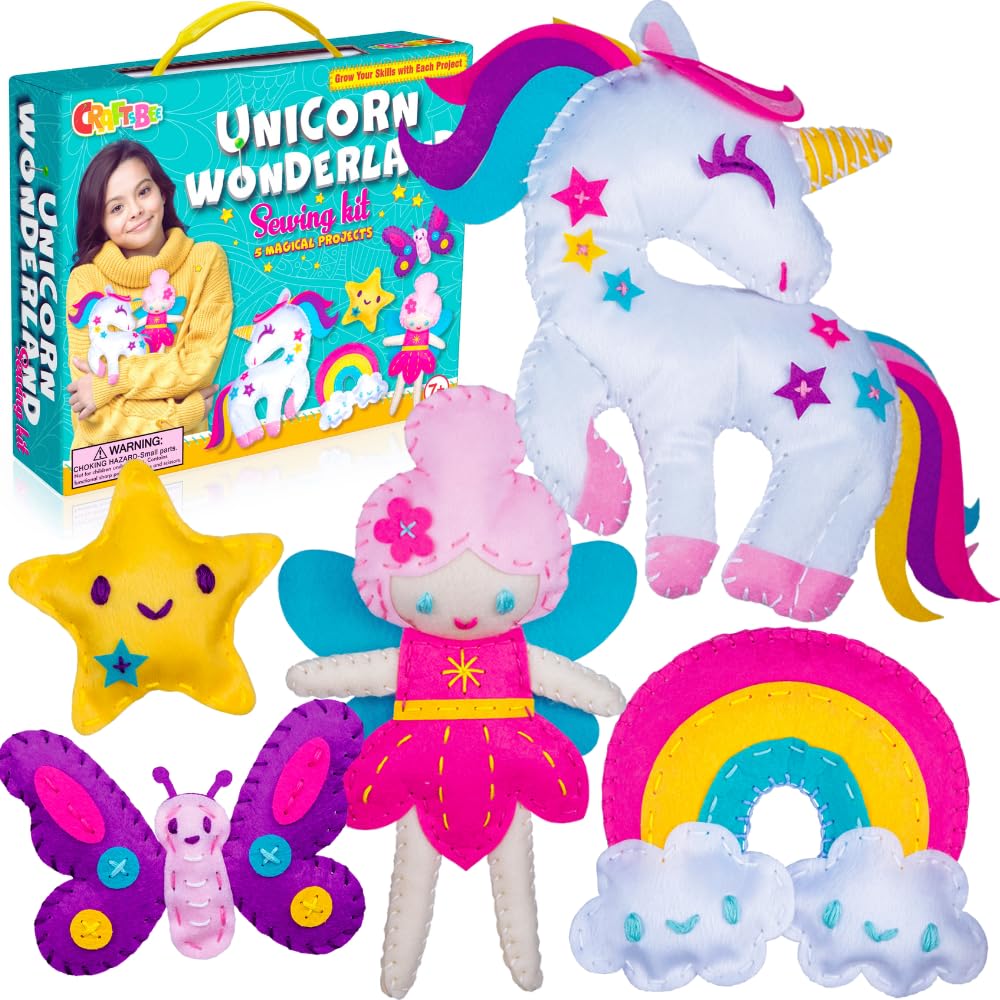 Sewing Kit for Kids - Unicorn Wonderland Learn to Sew Magical Projects - Beginner Sewing Kit for Girls 7 8 9 10 11 12 yrs - Sewing Kits for Kids with Instructions and Sewing Supplies