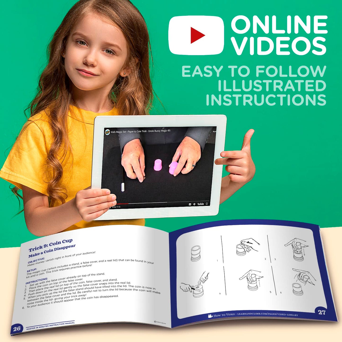 Learn & Climb Mega Magic Kit for Kids - Perform 100's of Today's Most Exciting Tricks - Magic Set with Tutorial Videos for Kids Ages 6-8, 8-10, 10-12