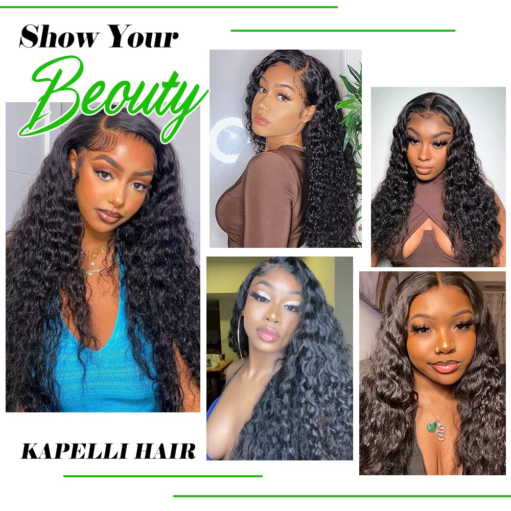 Lace Frontal Closure 13x4 Ear to Ear HD Transparent Lace Frontal Water Wave Brazilian Virgin Human Hair Extensions Frontal Bleached Knots Pre Plucked With Baby Hair Natural Color 18 Inch