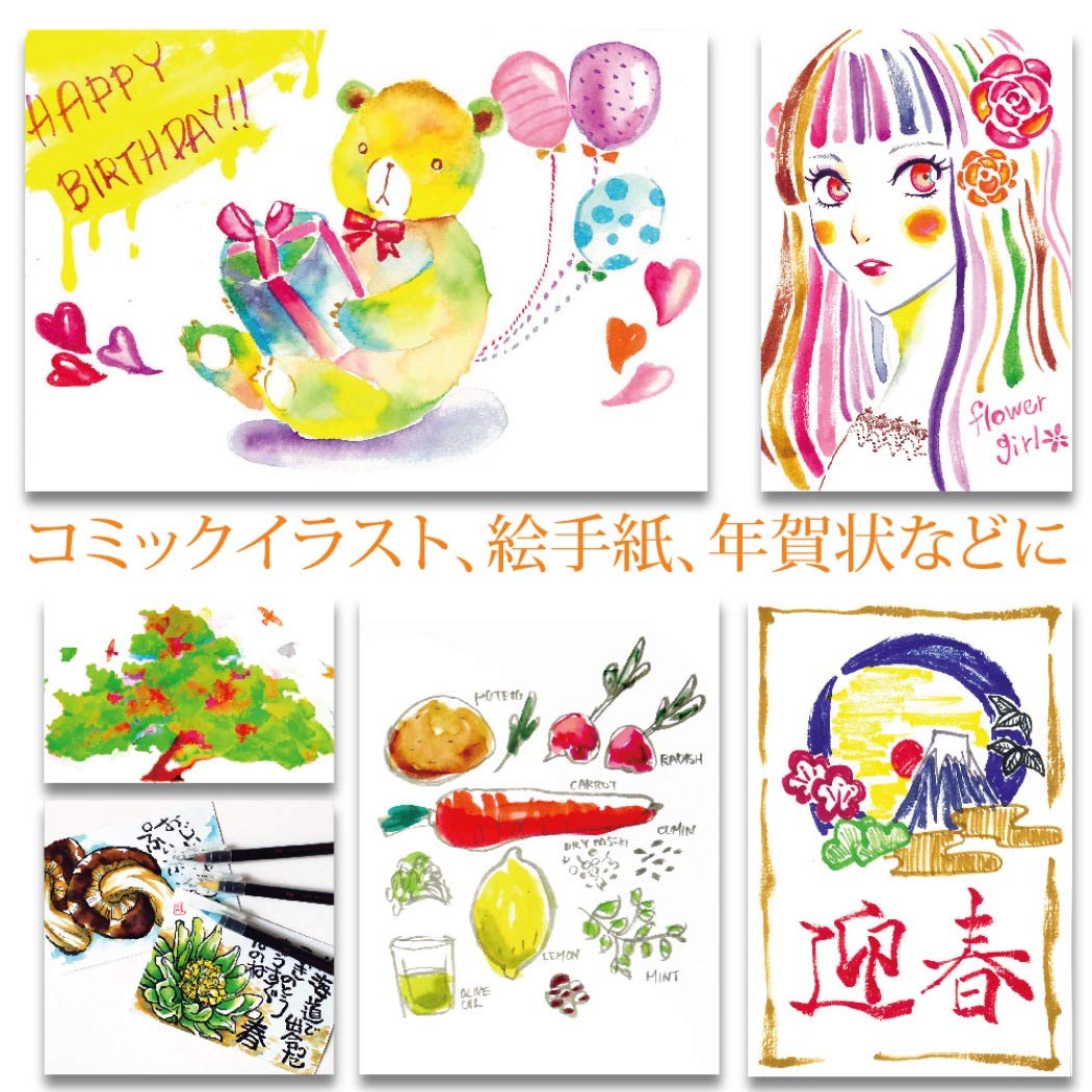Akashiya CA200/20V Sai Watercolor Brush Pen - 20 Color Set (1, DESIGN 1)
