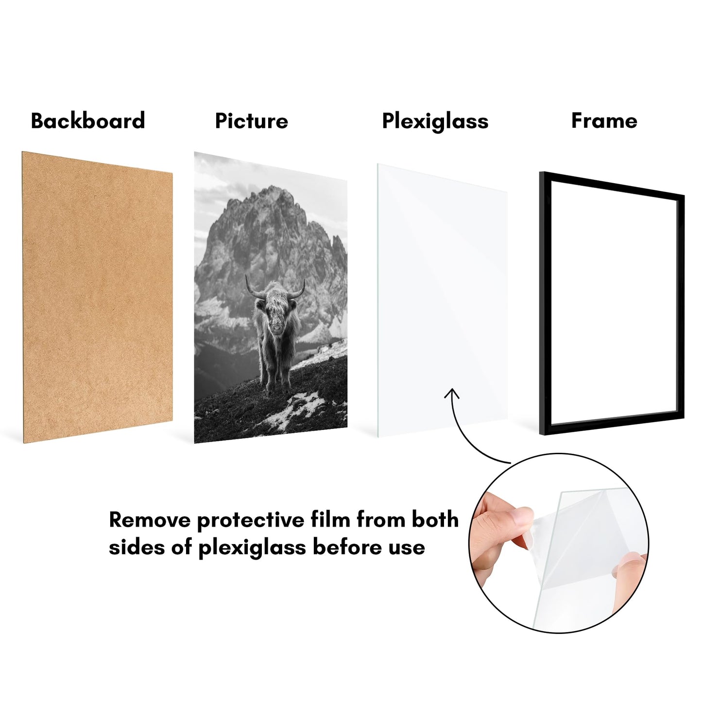 Americanflat 18x24 Poster Frame with Polished Plexiglass - Set of 5 - Galleria Collection - Picture Frames for Wall Display - Black