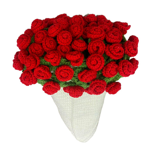 Crochet Flowers Rose Bouquet Blanket - Birthday Mothers Day Gifts for Mom Wife Grandma Women Sister, Handmade Knitted Throw Blankets for Couples Anniversary Wedding Home Decor
