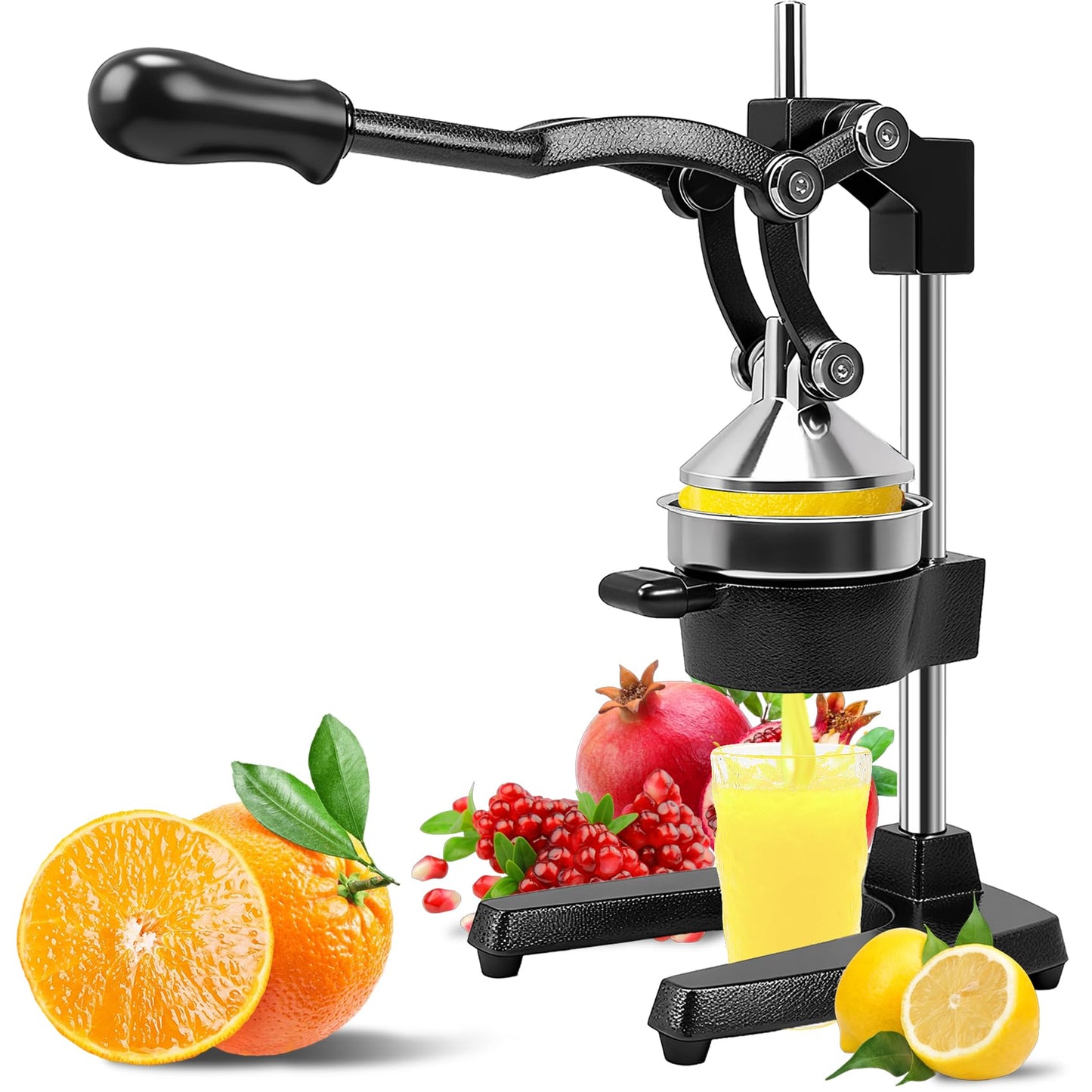 Hand Press Juicer Machine, Commercial Heavy Duty Cast Iron manual Press, for Orange Juice Lime Lemon Pomegranate, Easy to Use & Clean