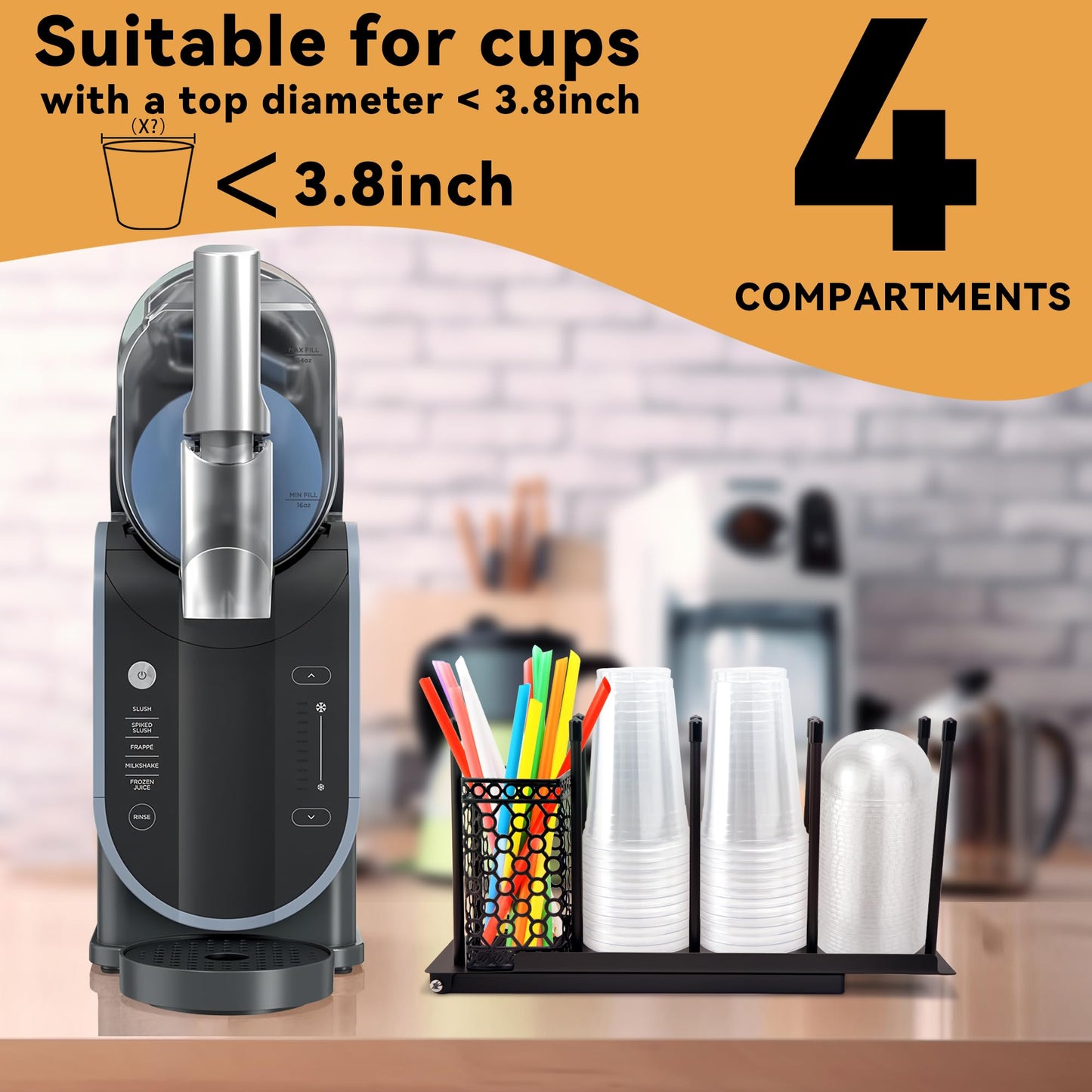 AODPWEN Cup and Lid Holder for Ninja Slushie Accessories, Adjustable Coffee Cup Holder Organizer for Ninja SLUSHi with RapidChill Technology