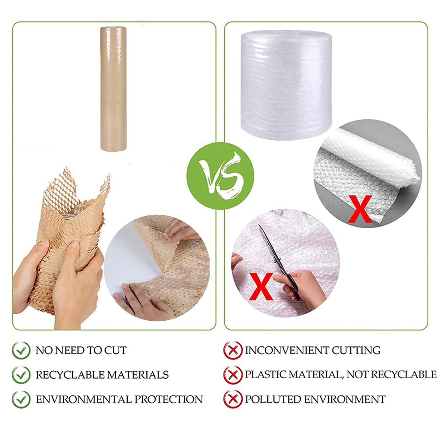 Honeycomb Packing Paper Wrap 15"x400' Sustainable Alternative to Bubble Cushioning Wrap Packing paper for Moving/shipping/packing Roll with 20 Fragile Sticker Biodegradable & Fully Recylable