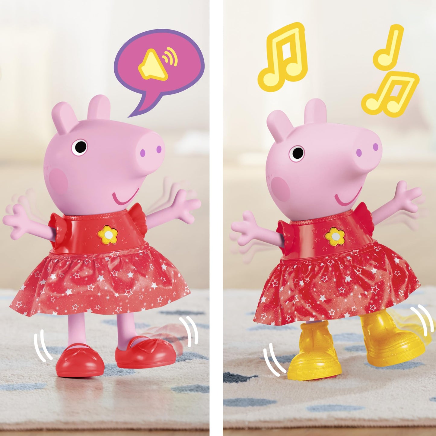 Peppa Pig Peppa’s Muddy Puddles Party Singing and Dancing Doll, Interactive Electronic Preschool Toys for 3 Year Old Girls and Boys and Up