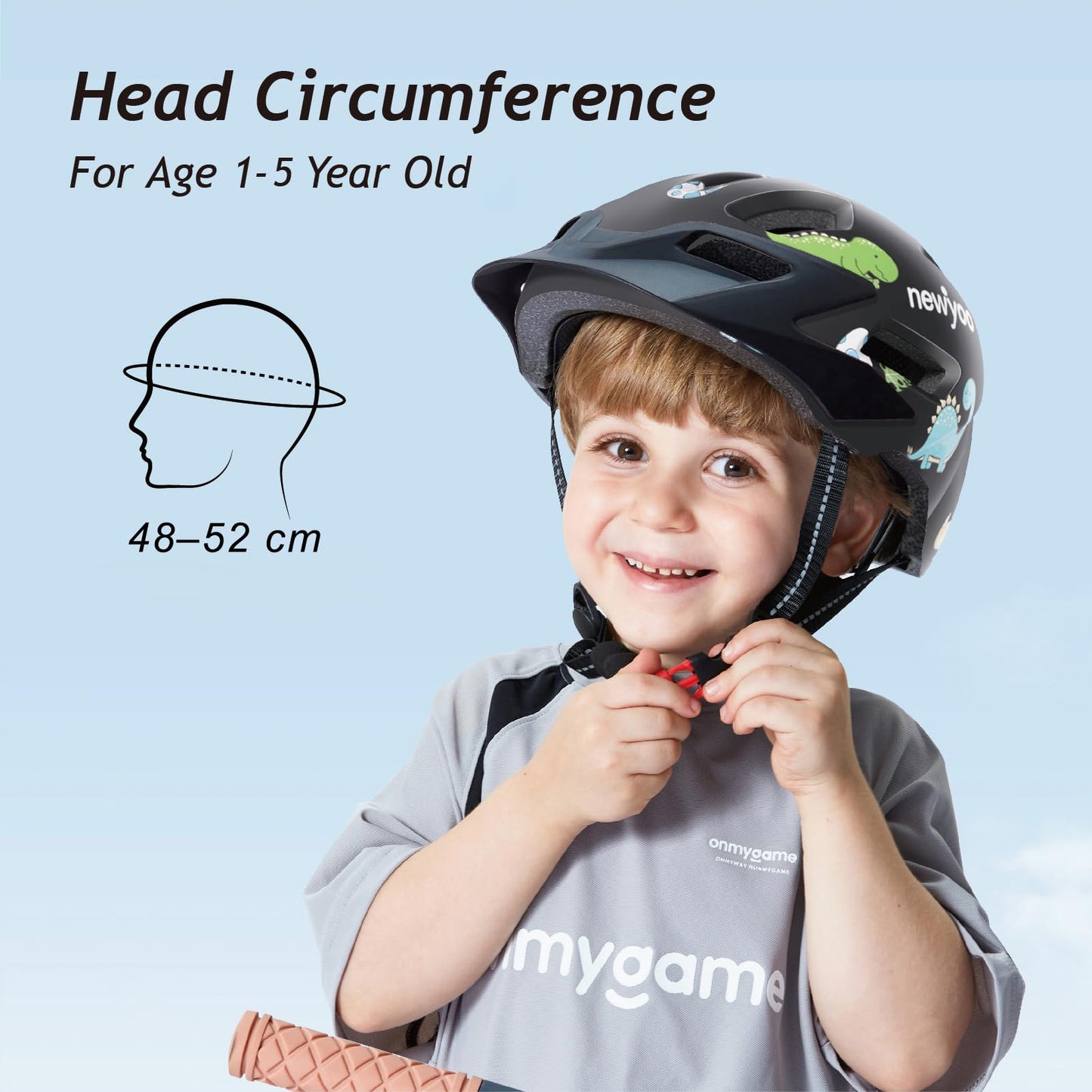 newyoo Toddler and Baby Bike Helmet, Dial Fit Adjustment, Kids Age 1-5 Year Olds, Girls and Boys Suggested Fit 48-52 cm, Black