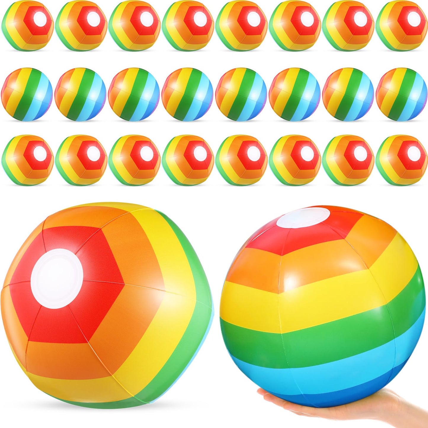 Teyva Daily 24 Pcs 14" Inflatable Beach Balls, Rainbow Beach Balls Bulk, Inflatable Pool for Party Supplies Decorations, Adults Birthday Water Luau Summer Games Party Favors