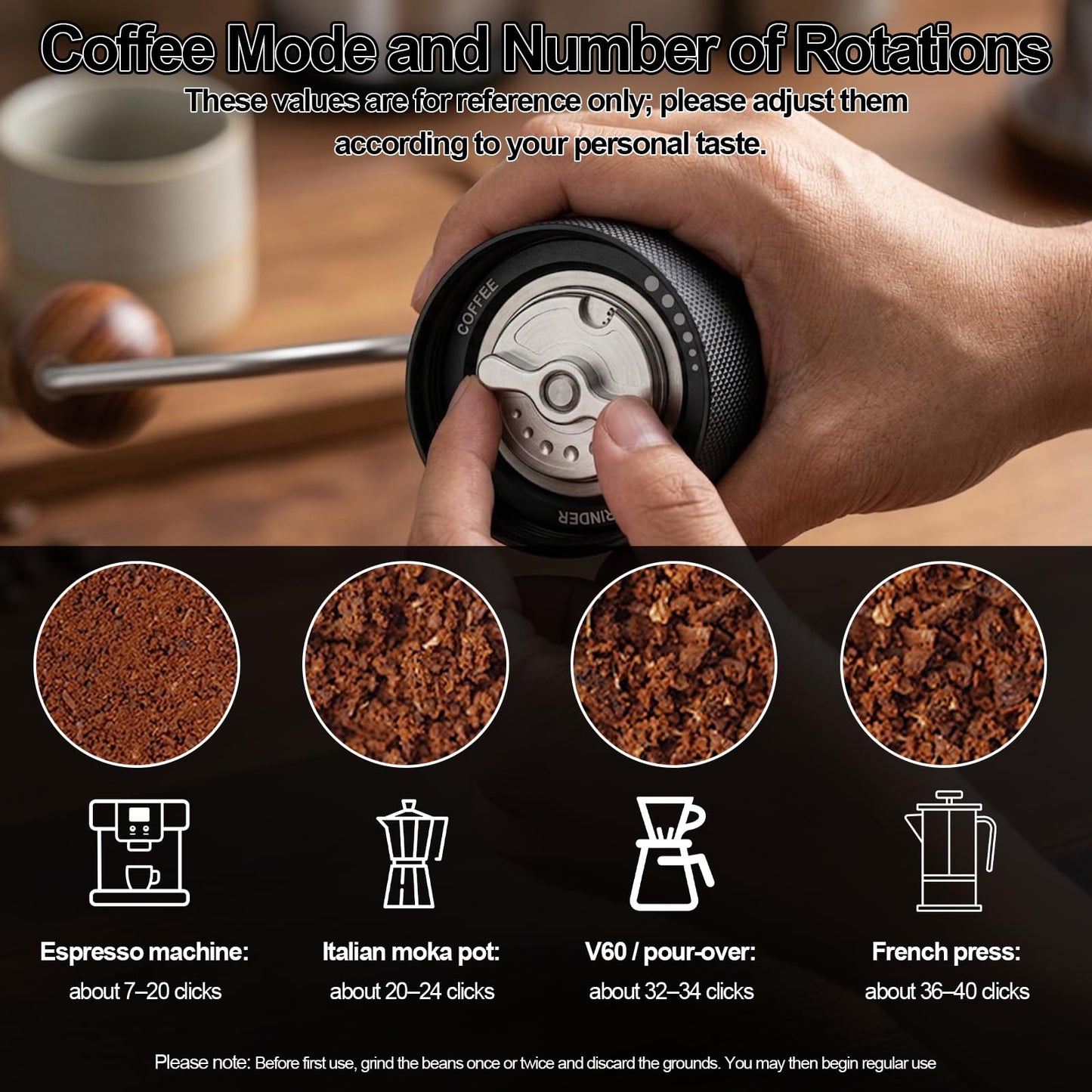 Agilive Manual Coffee Grinder, Adjustable Grinding Settings, Stainless Steel Burrs, Portable Hand-Cranked Coffee Grinder, For Espresso, Drip Filter, French Press Filter, Compact And Durable (black)
