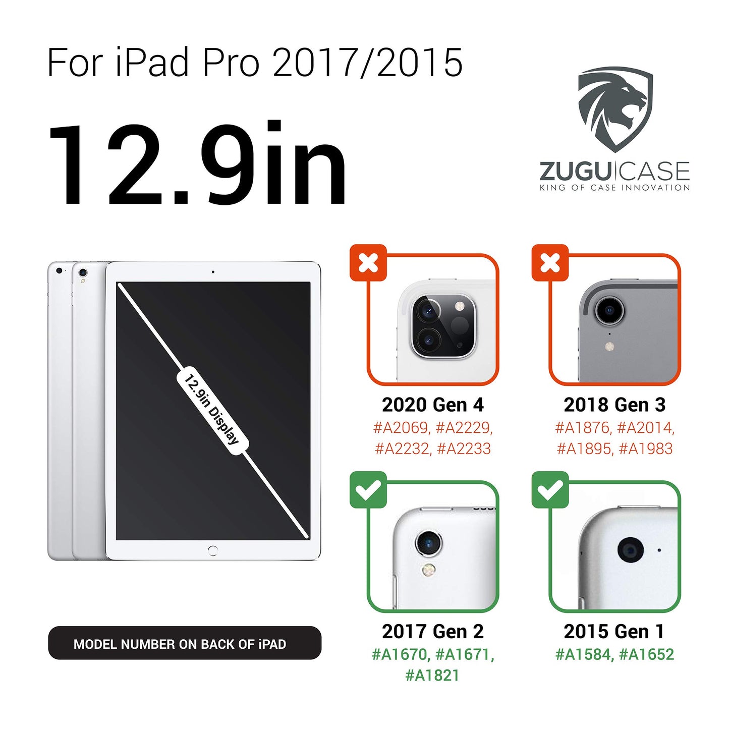 ZUGU CASE - 2017/2015 iPad Pro 12.9 inch (Old Model) 1st & 2nd Gen Case Prodigy X - Very Protective But Thin + Convenient Magnetic Stand + Sleep/Wake Cover for Men & Women (Black)